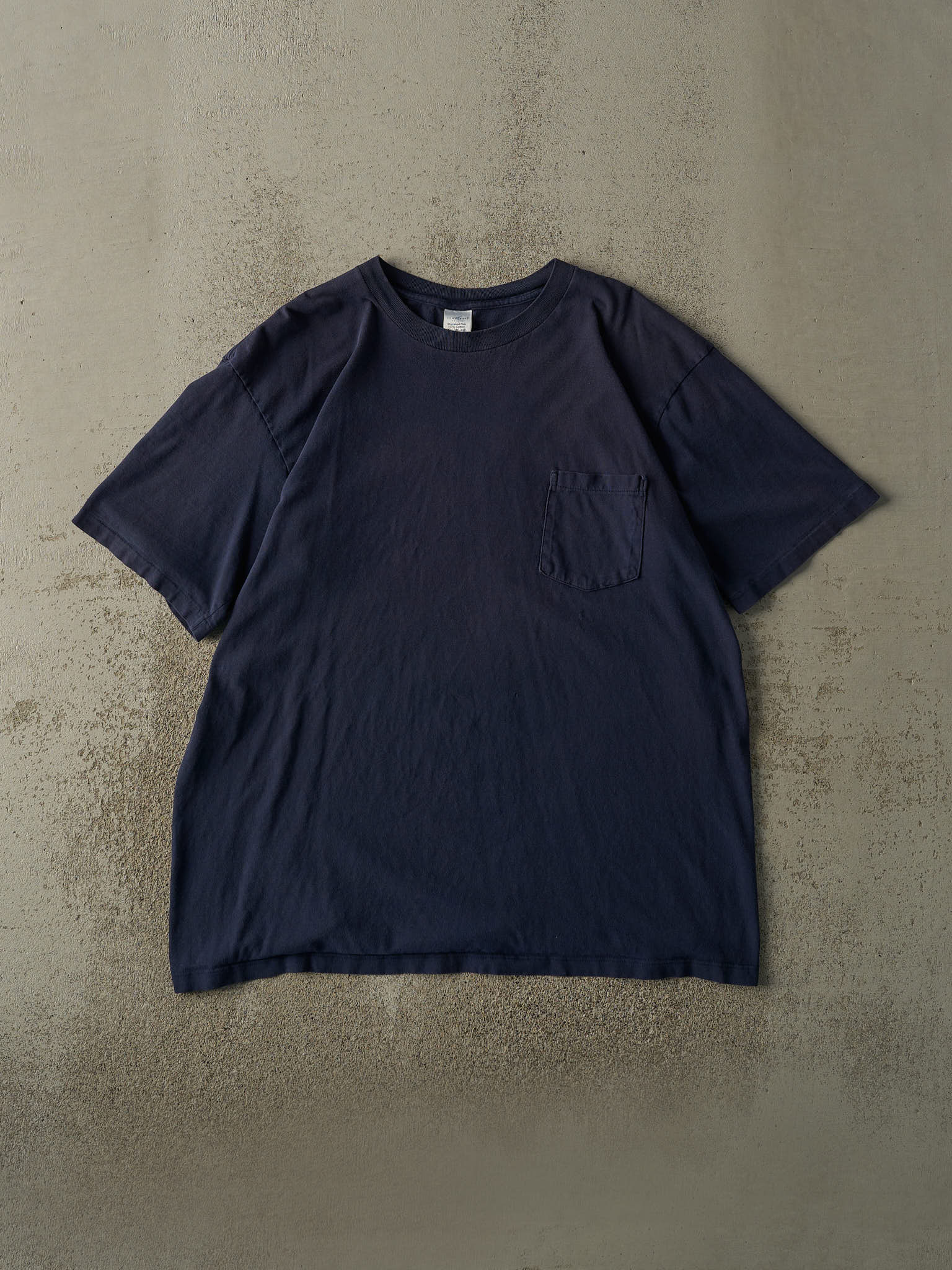 Vintage 90s Navy Blue Blank JC Penney Pocket Tee (L/XL)