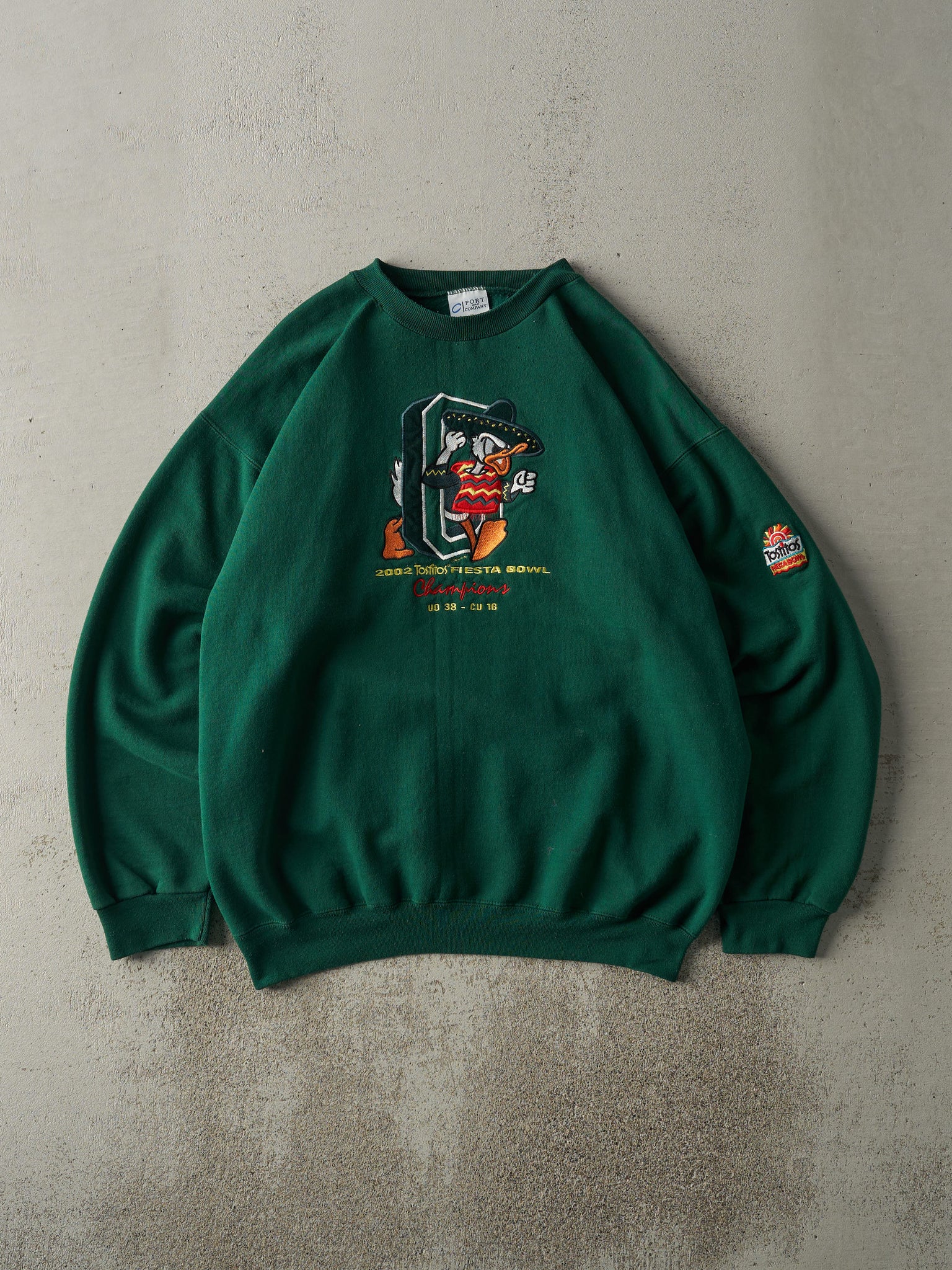 Vintage 02' Green University of Oregon Tostito Fiesta Bowl Champions Crewneck (L)