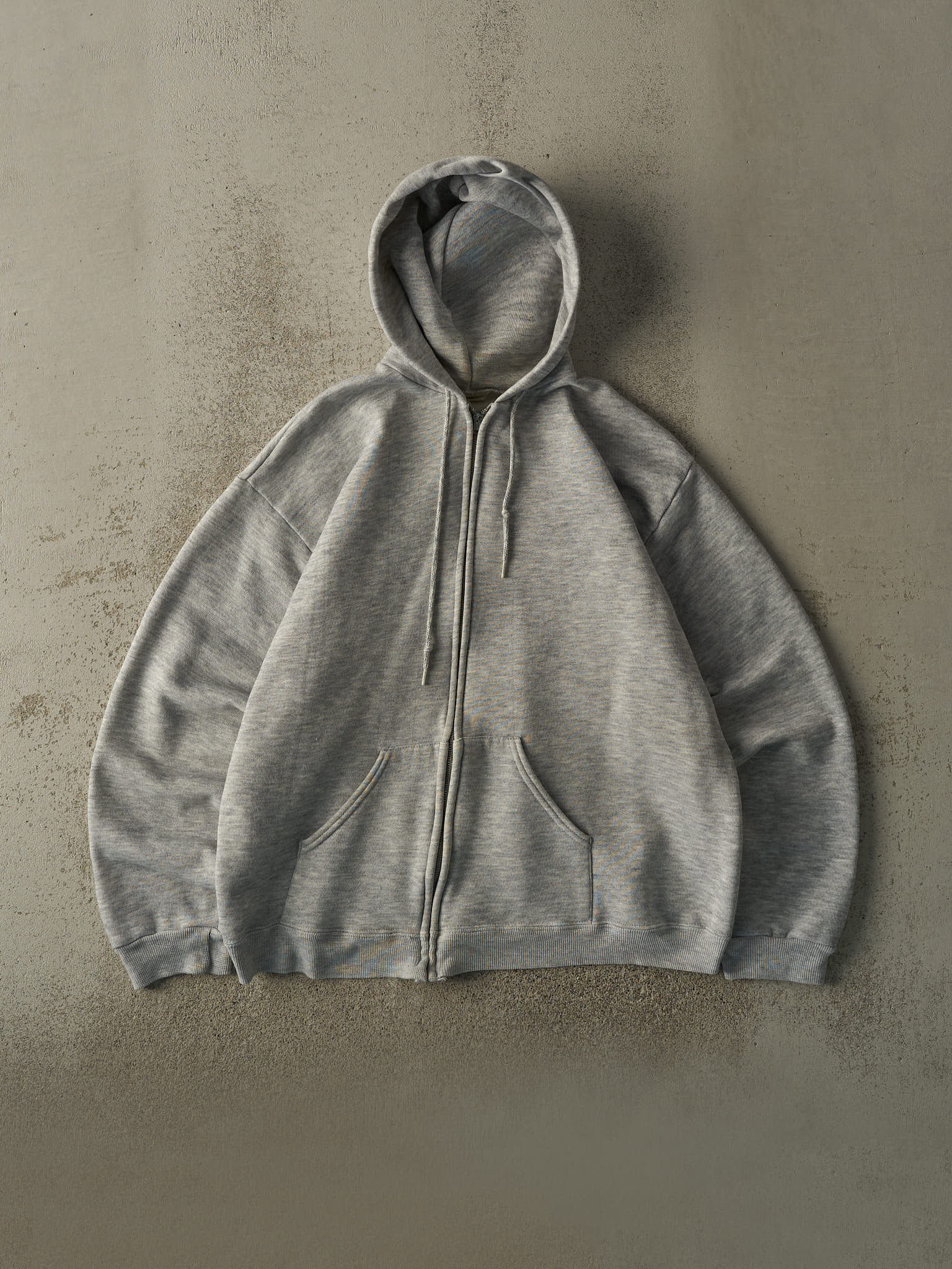 Vintage 80s Heather Grey Zip Up Hoodie (L)