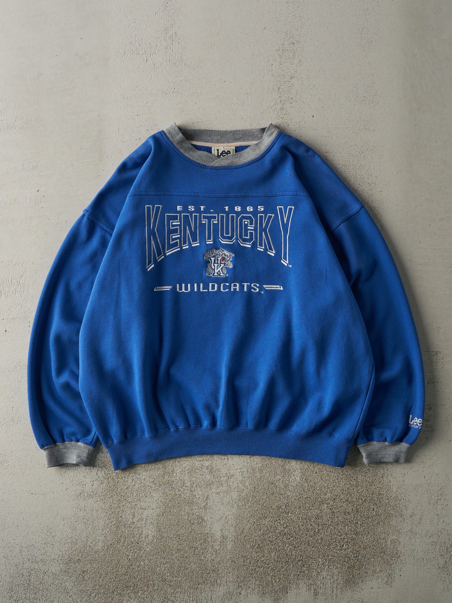 Vintage Y2K Blue University of Kentucky Wildcats Embroidered Crewneck (XL/XXL)