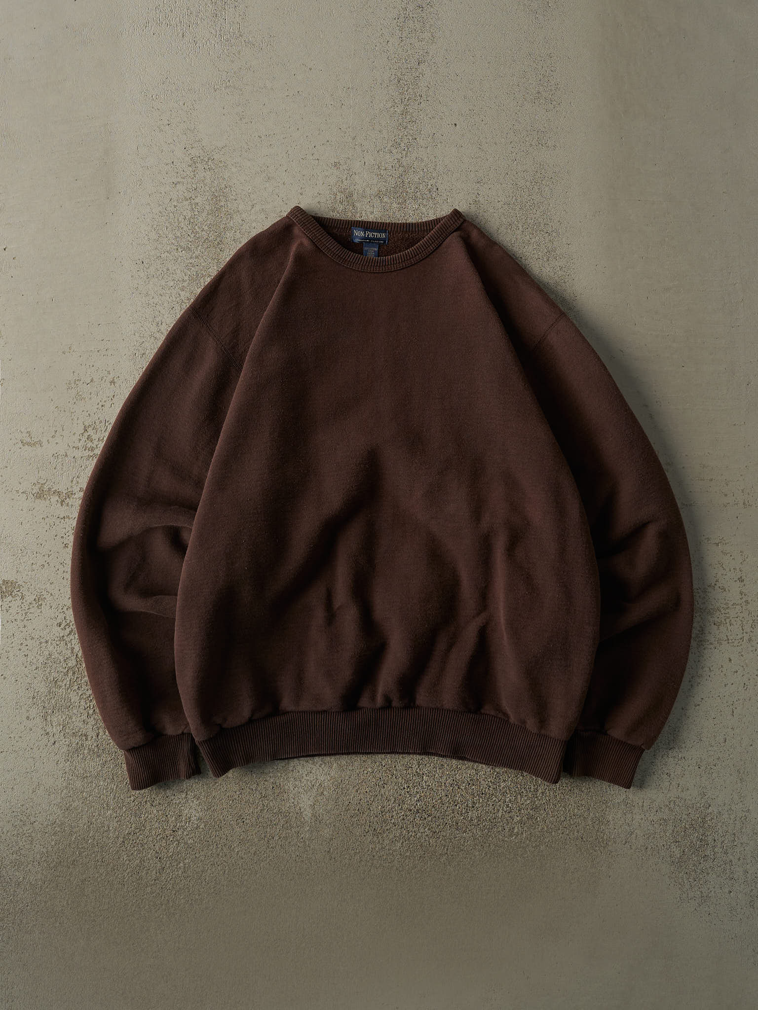 Vintage 90s Sun Faded Brown Non-Fiction Blank Crewneck (XL)