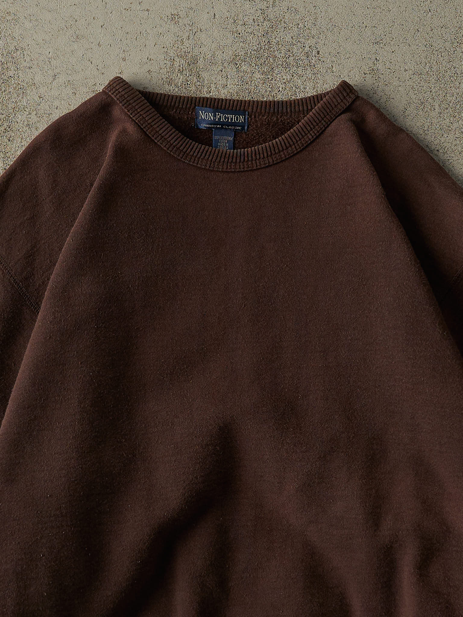 Vintage 90s Sun Faded Brown Non-Fiction Blank Crewneck (XL)