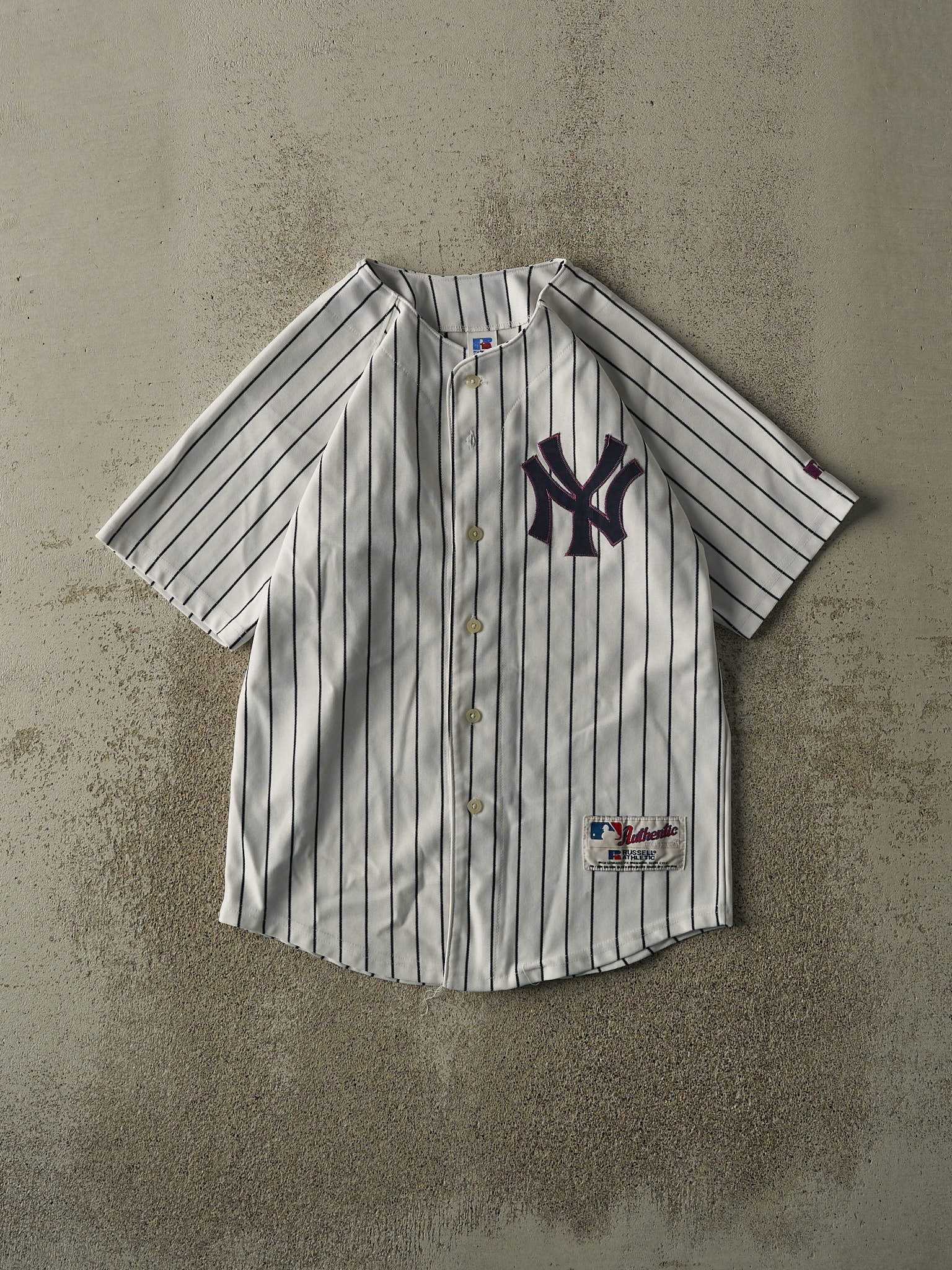 Vintage 80s White Pinstripe New York Yankees Embroidered Jersey (S/M)