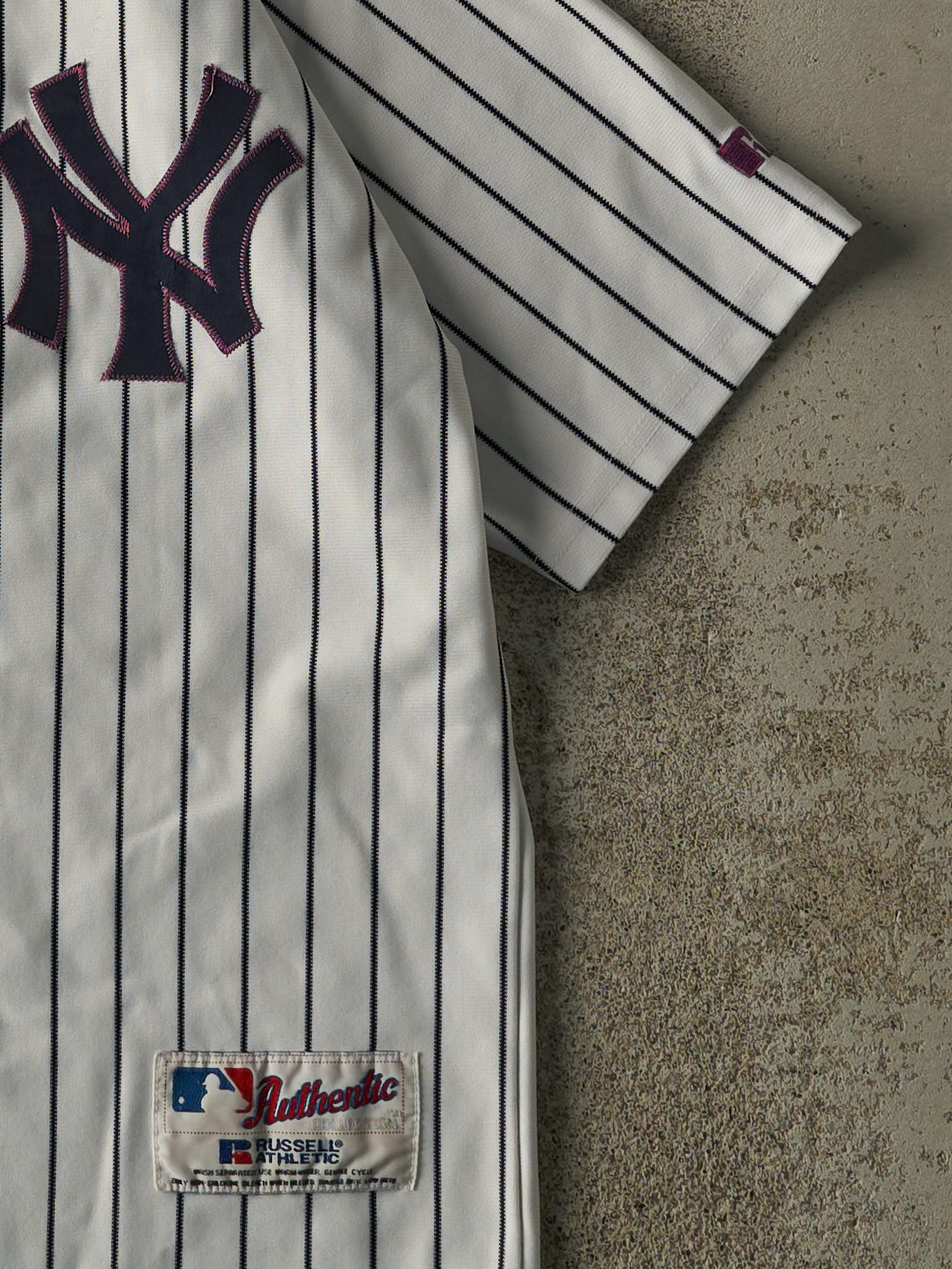 Vintage 80s White Pinstripe New York Yankees Embroidered Jersey (S/M)