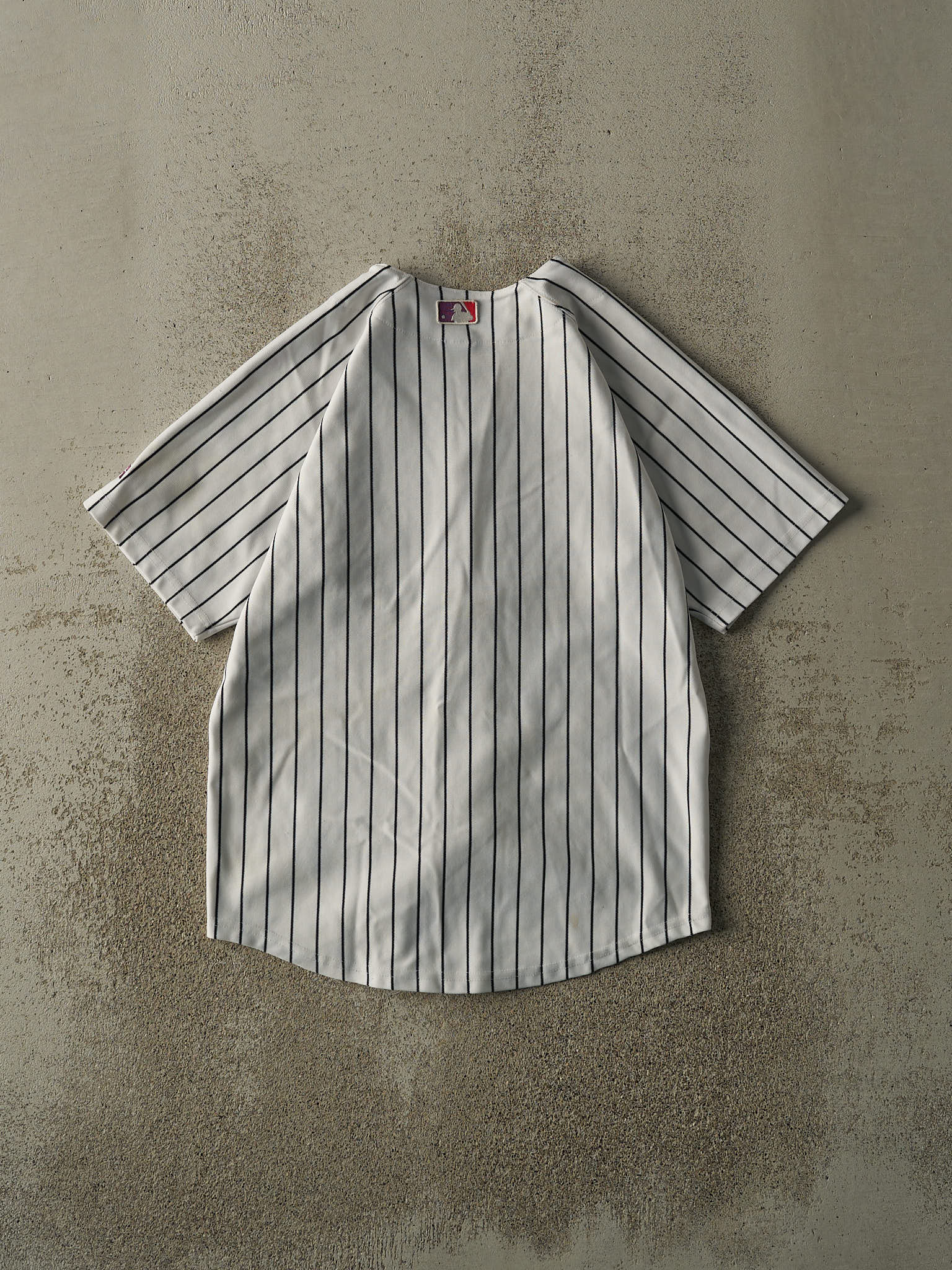 Vintage 80s White Pinstripe New York Yankees Embroidered Jersey (S/M)