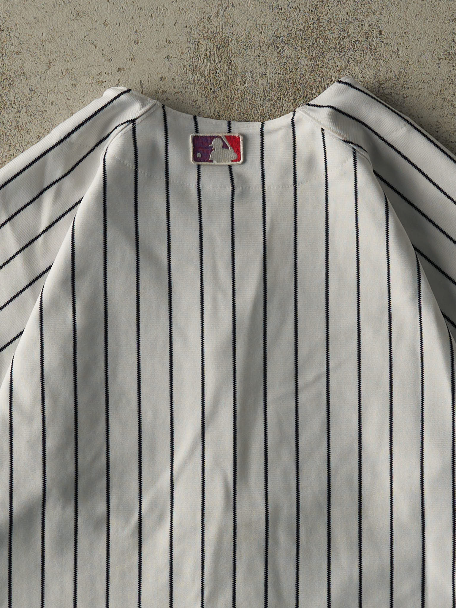 Vintage 80s White Pinstripe New York Yankees Embroidered Jersey (S/M)