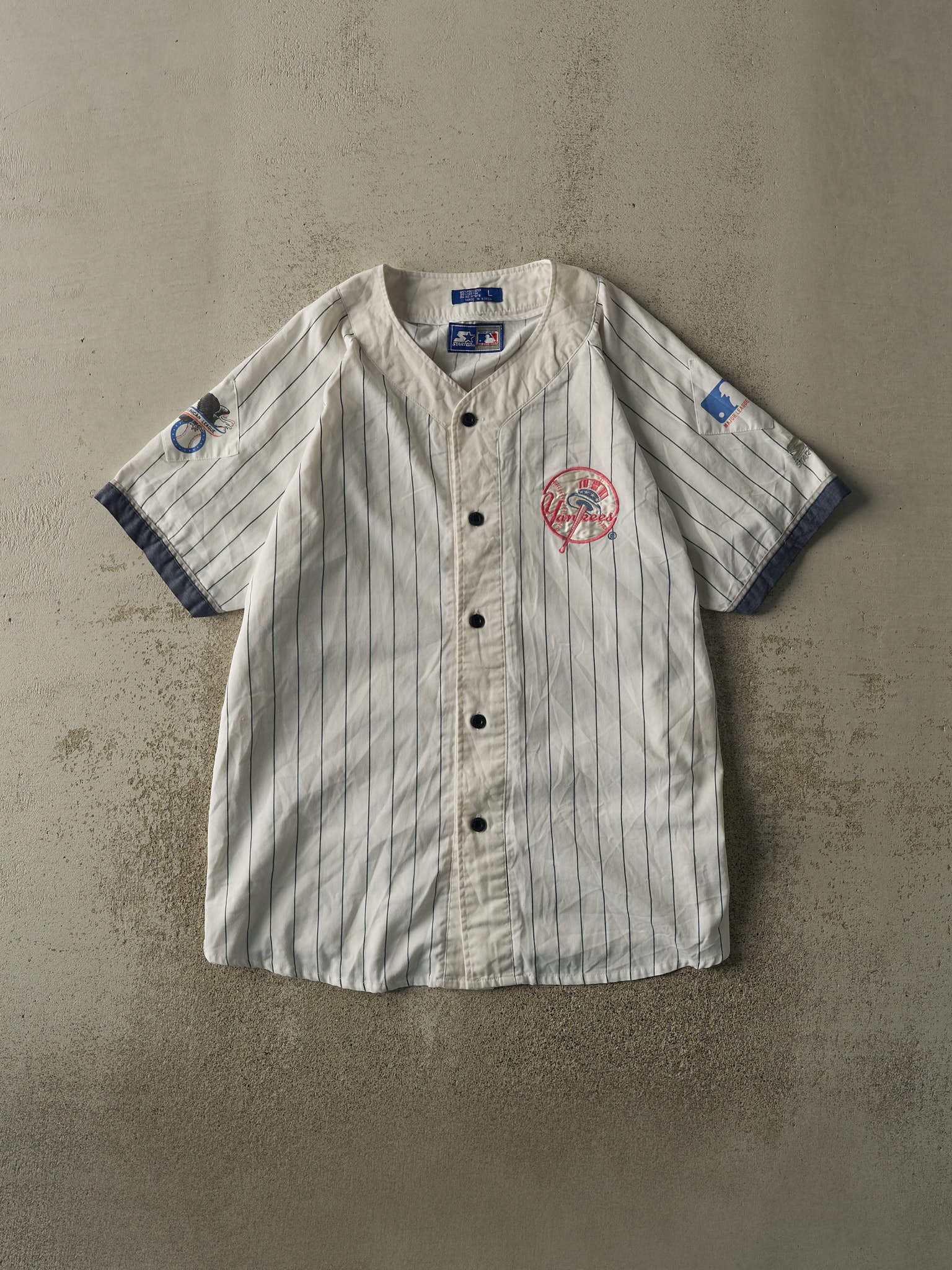Vintage 90s White New York Yankees Starter Embroidered Jersey (XL)