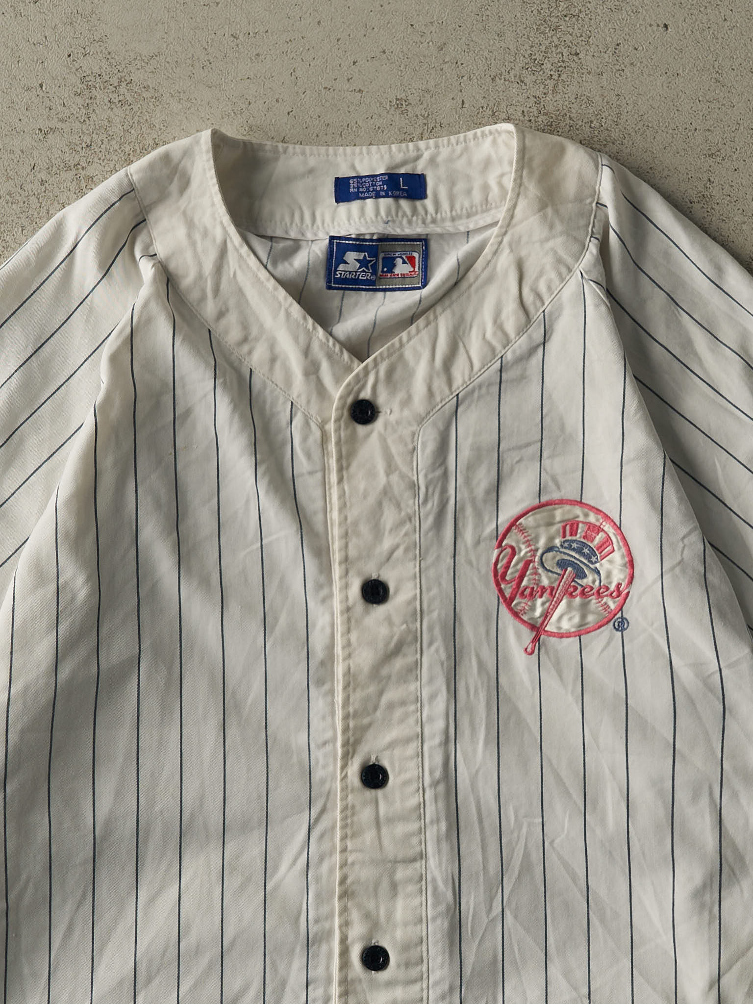 Vintage 90s White New York Yankees Starter Embroidered Jersey (XL)