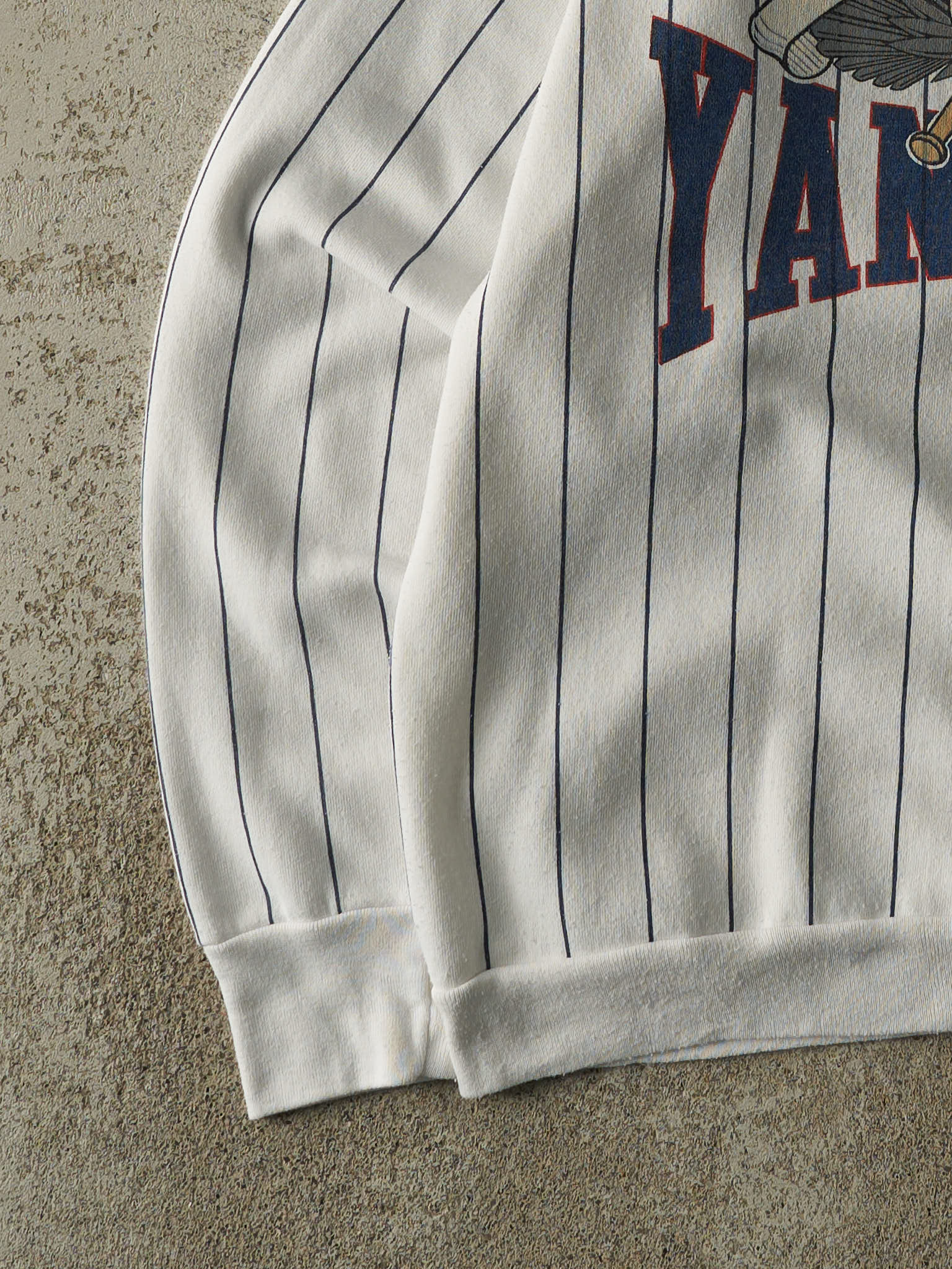 Vintage 80s White New York Yankees Pinstripe Logo 7 Crewneck (L)