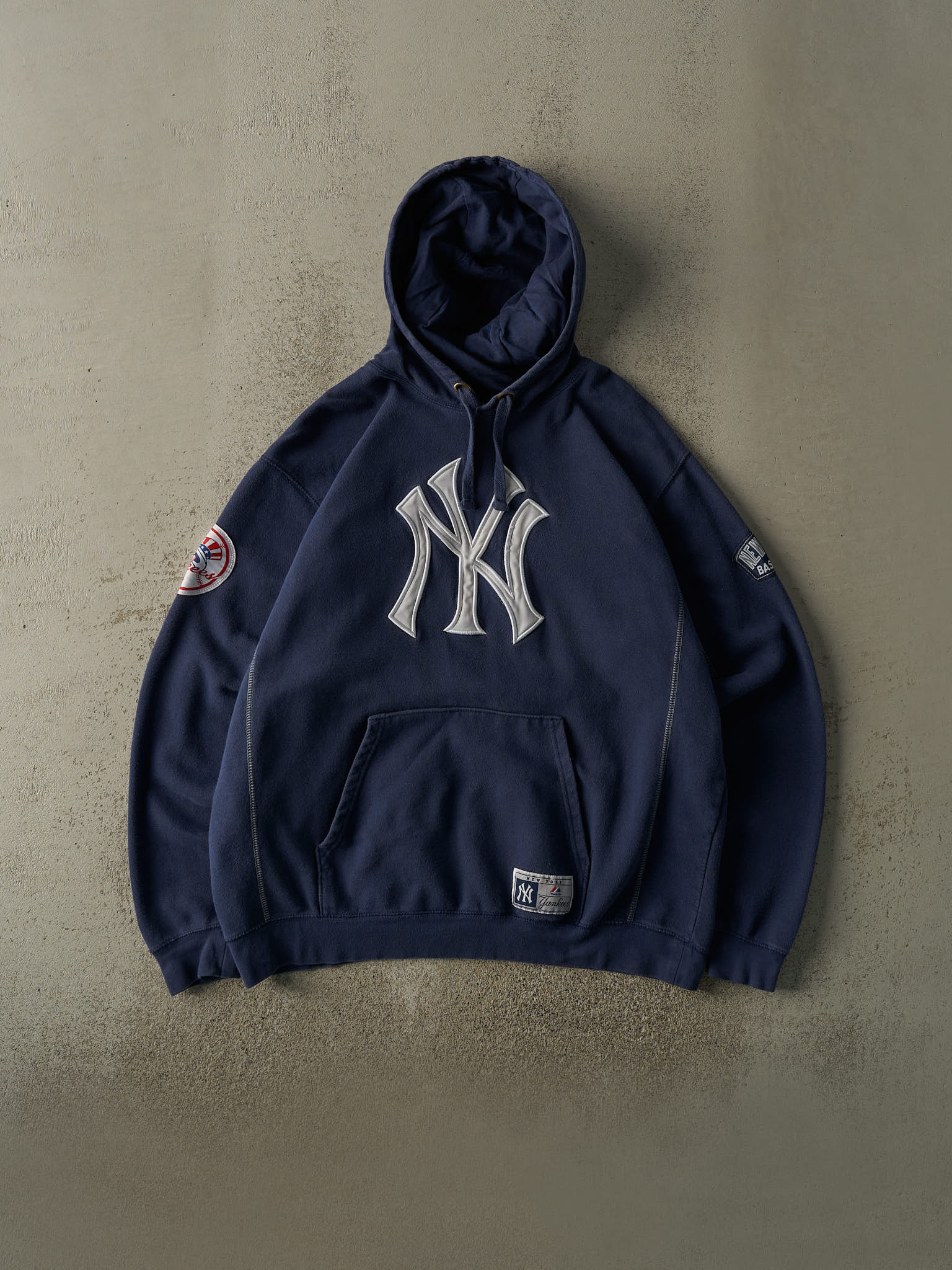 Vintage 90s Navy Blue New York Yankees Embroidered Hoodie (XL/XXL)
