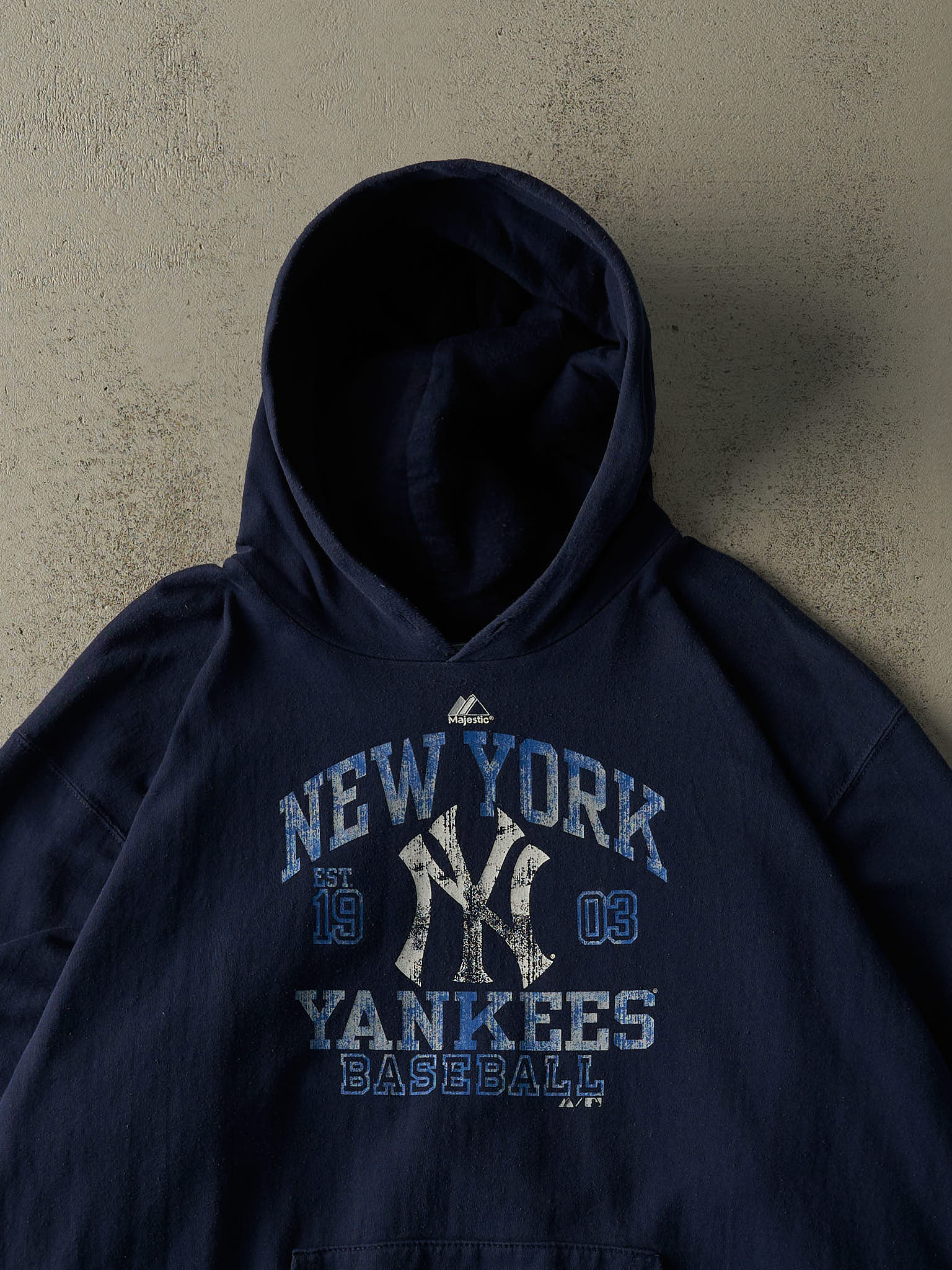 Vintage Y2K Navy Blue New York Yankees Hoodie (XXL)
