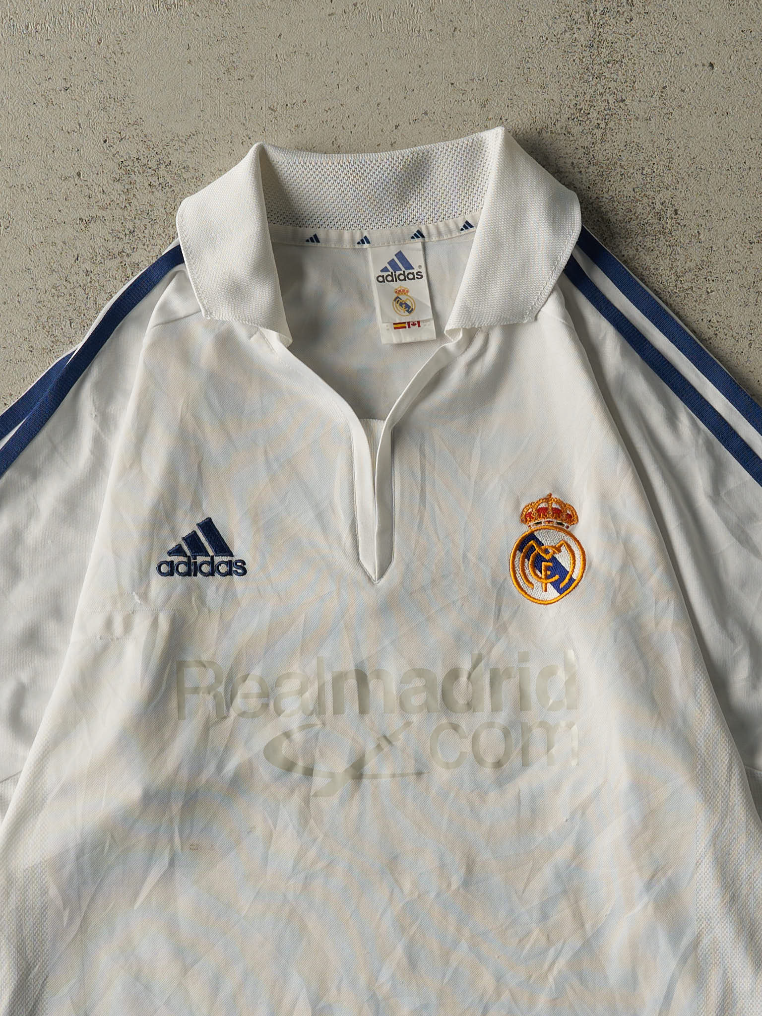 Vintage Y2K White Adidas Real Madrid Zinedine Zidane #5 Soccer Jersey (L/XL)