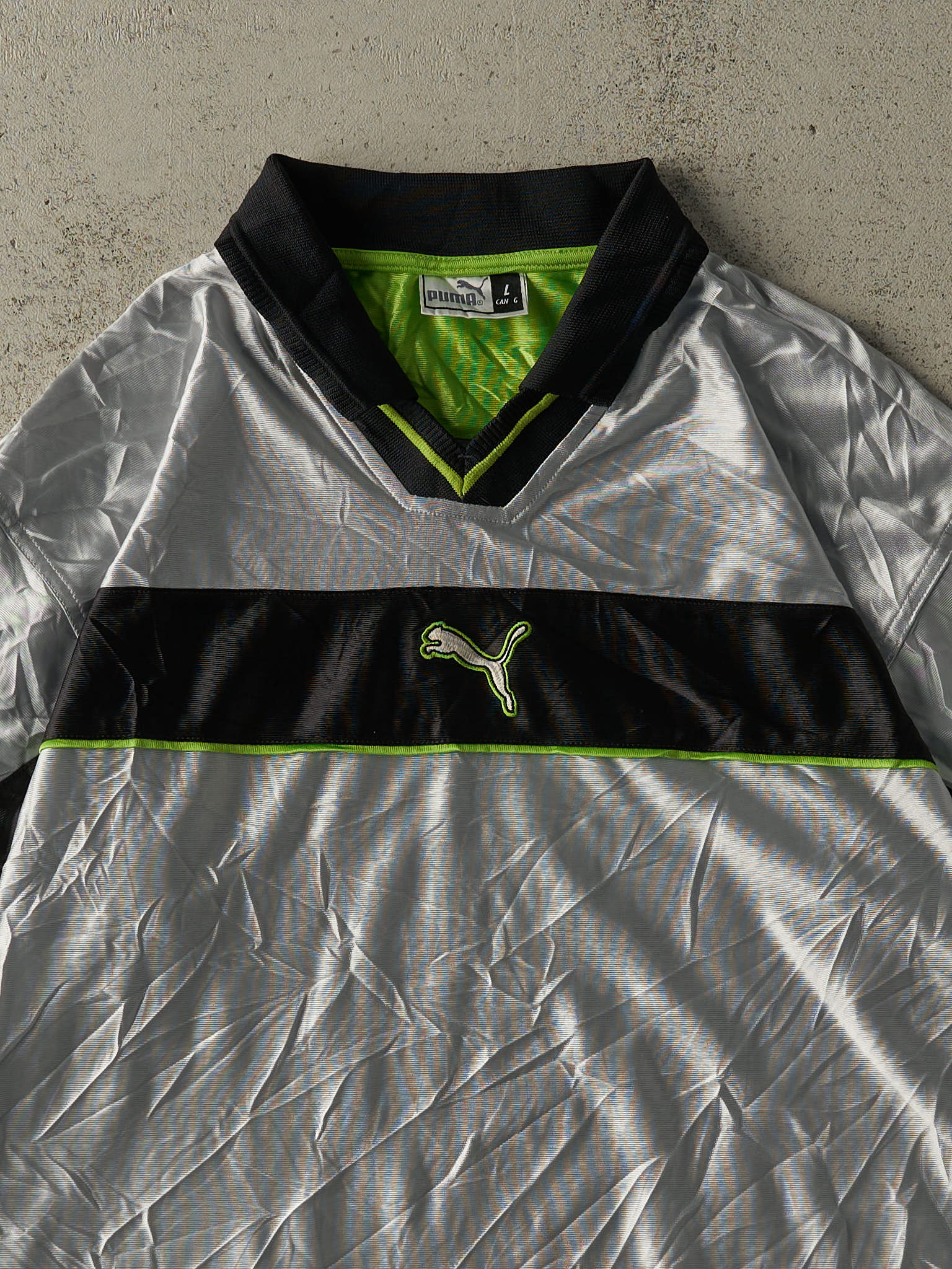 Vintage Y2K Grey Puma Soccer Jersey (L/XL)