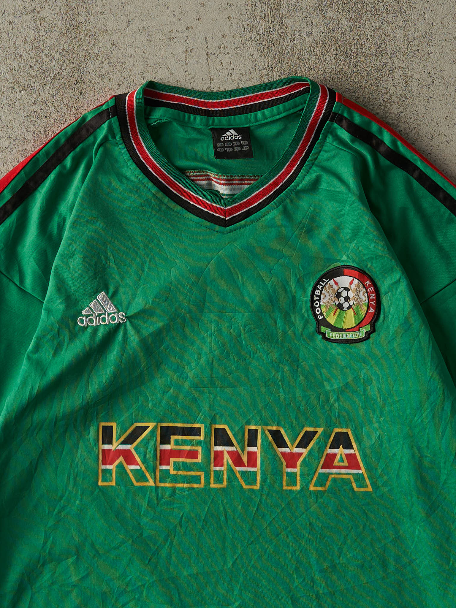 Vintage Y2K Green Kenya Adidas Soccer Jersey (S/M)