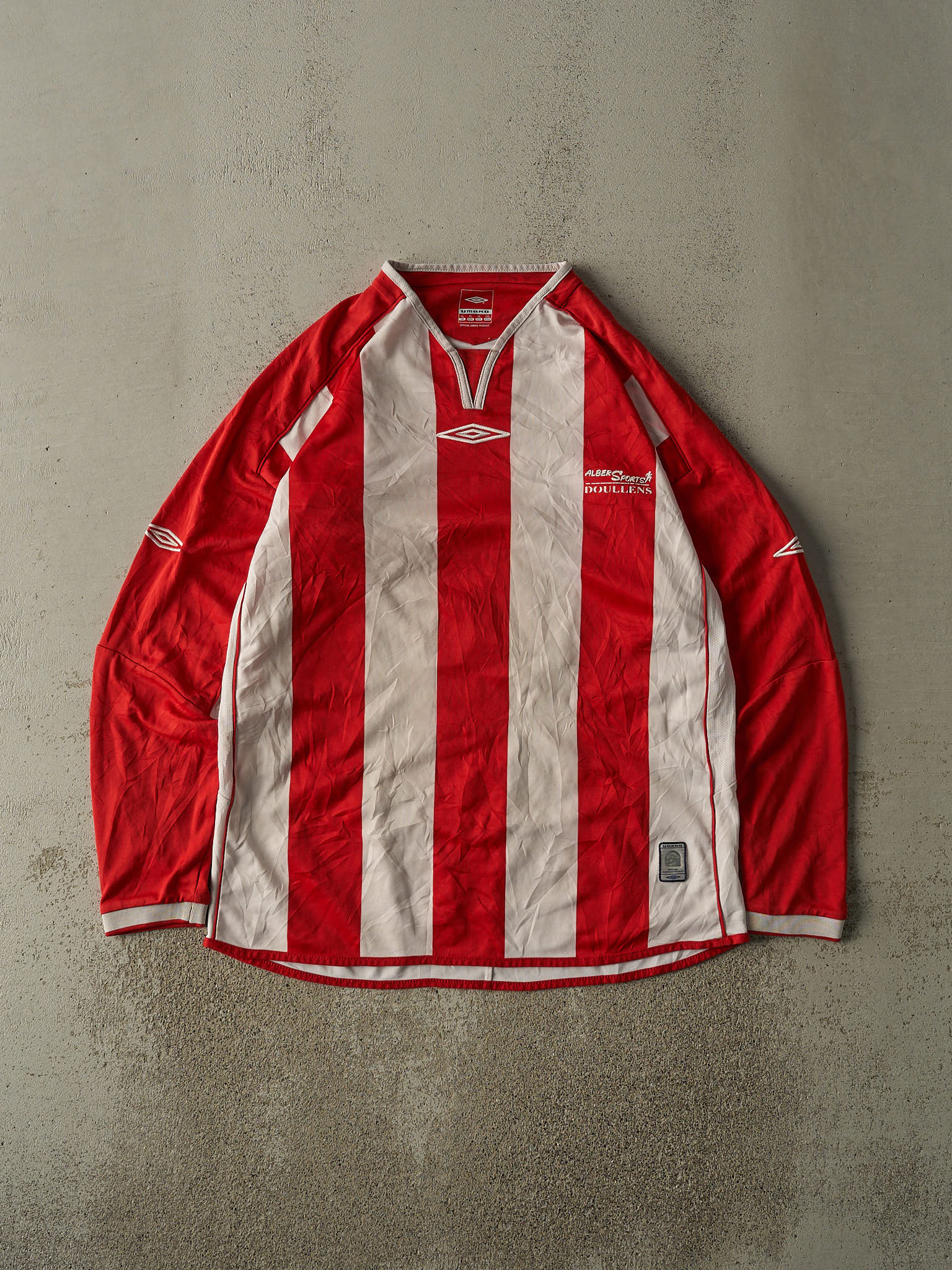 Vintage Y2K Red & White #2 RC Doullens Embroidered Long Sleeve Soccer Jersey (L/XL)