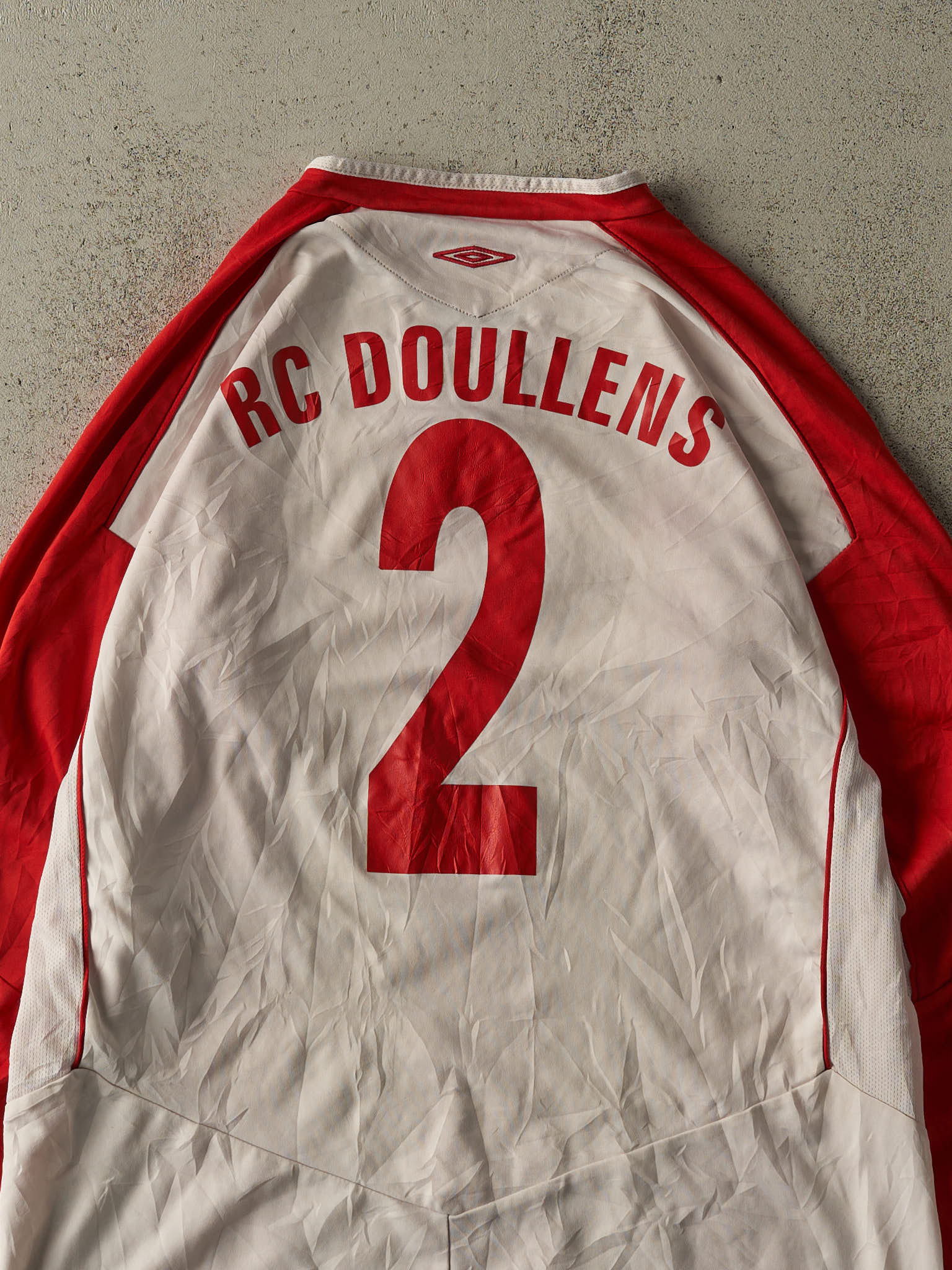 Vintage Y2K Red & White #2 RC Doullens Embroidered Long Sleeve Soccer Jersey (L/XL)