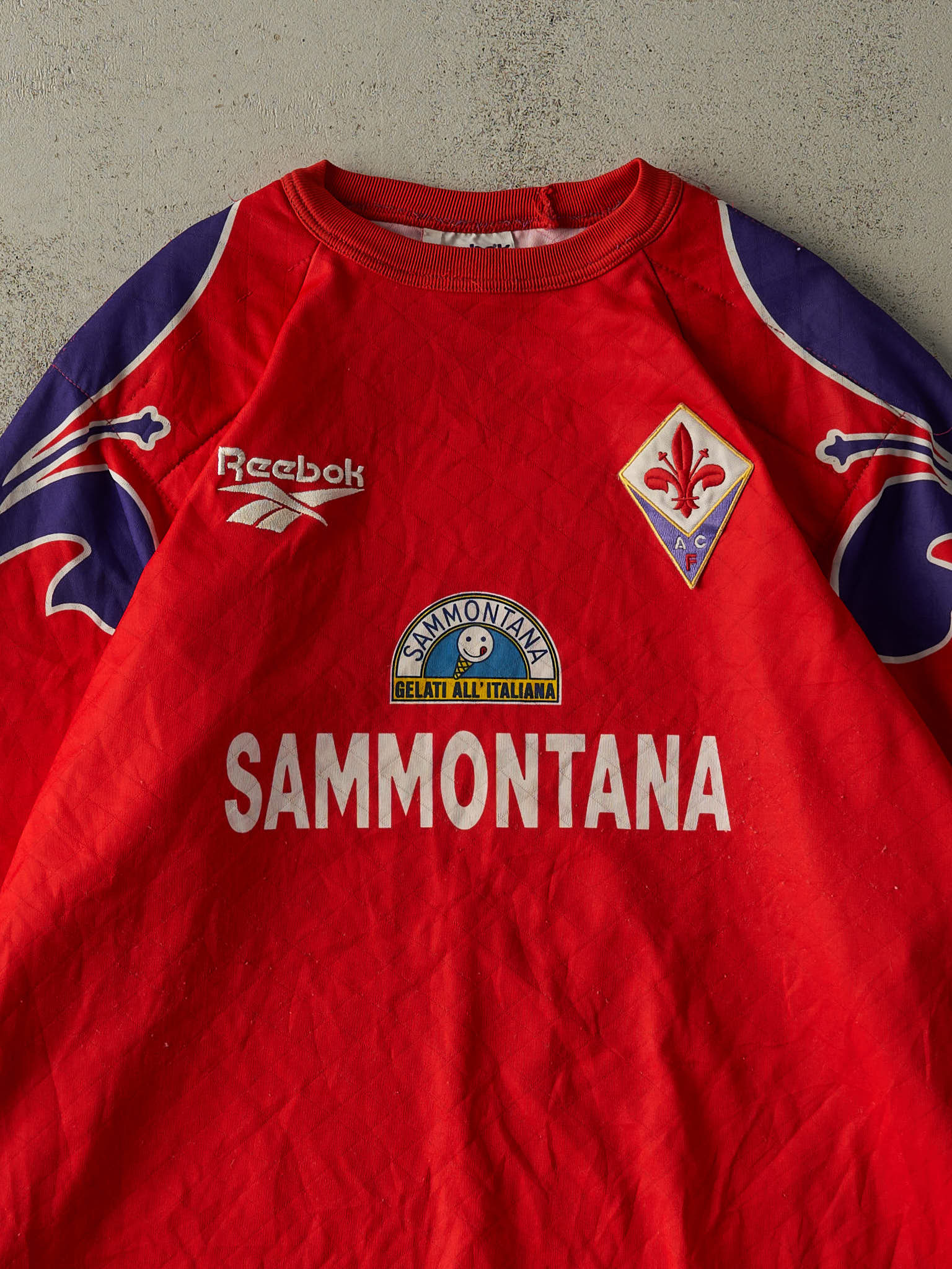 Vintage 90s Red & Purple Reebok ACF Fiorentina Long Sleeve Soccer