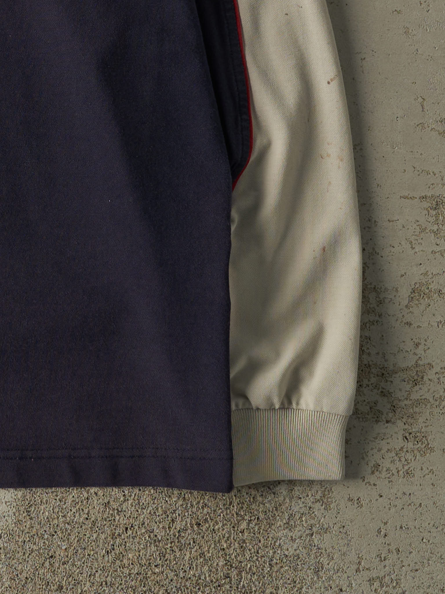 Vintage 90s Navy Blue & Beige AS Roma Quarter Button Long Sleeve (S/M)