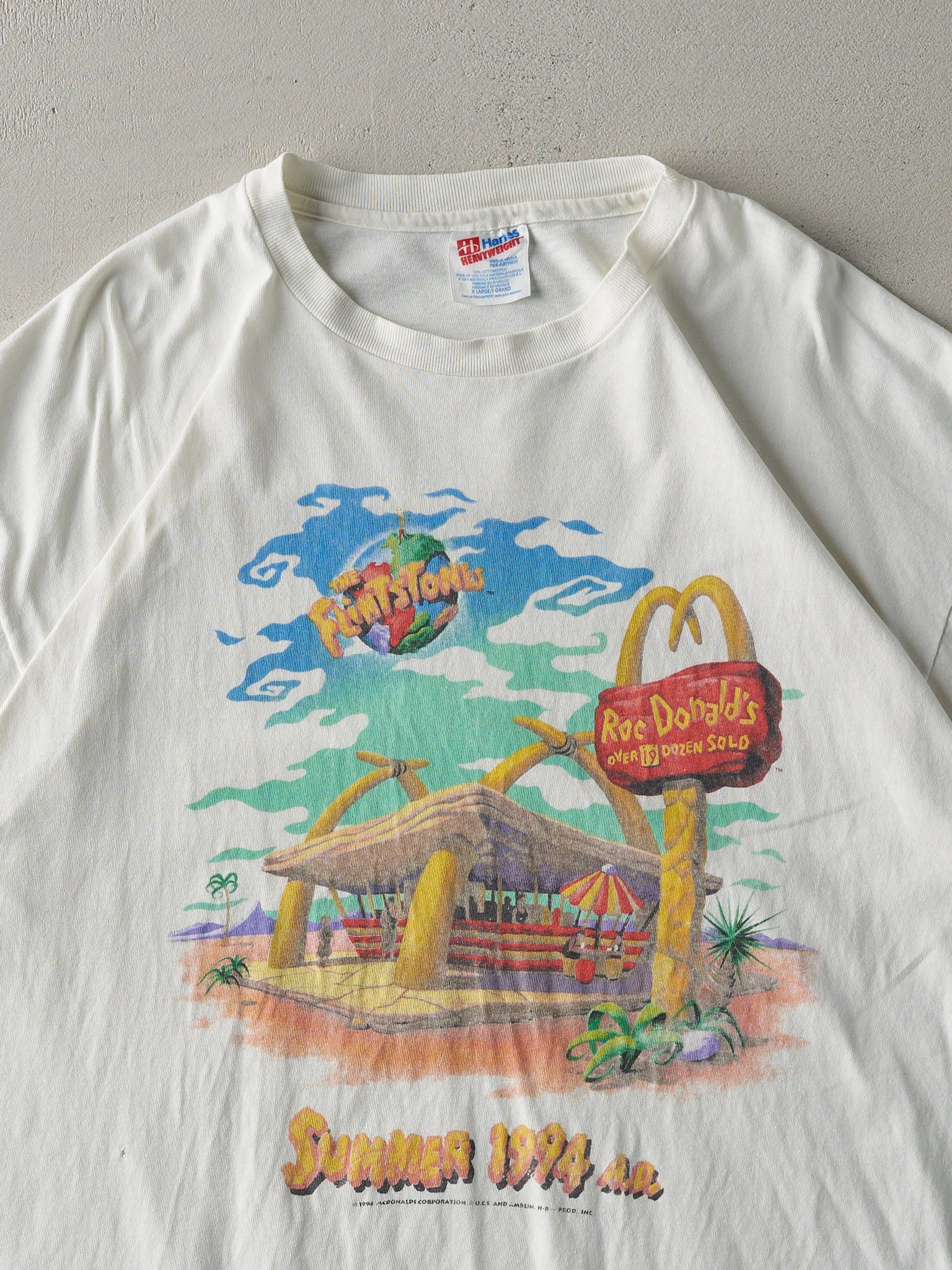 Vintage 94' White Flintstones x McDonalds Movie Promo Single Stitch Tee (L)