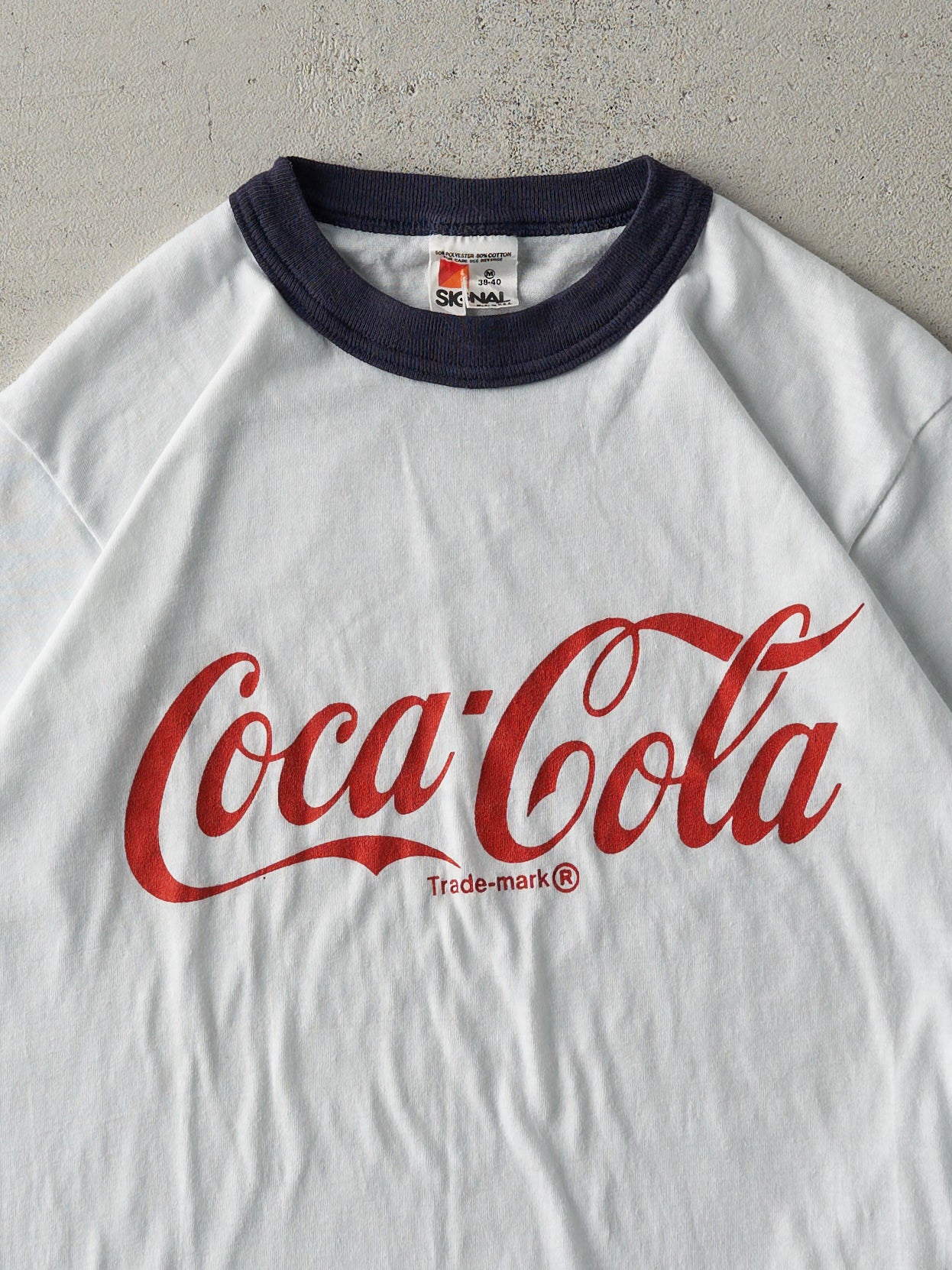 Vintage 80s White Coca-Cola Ringer Tee (XS)