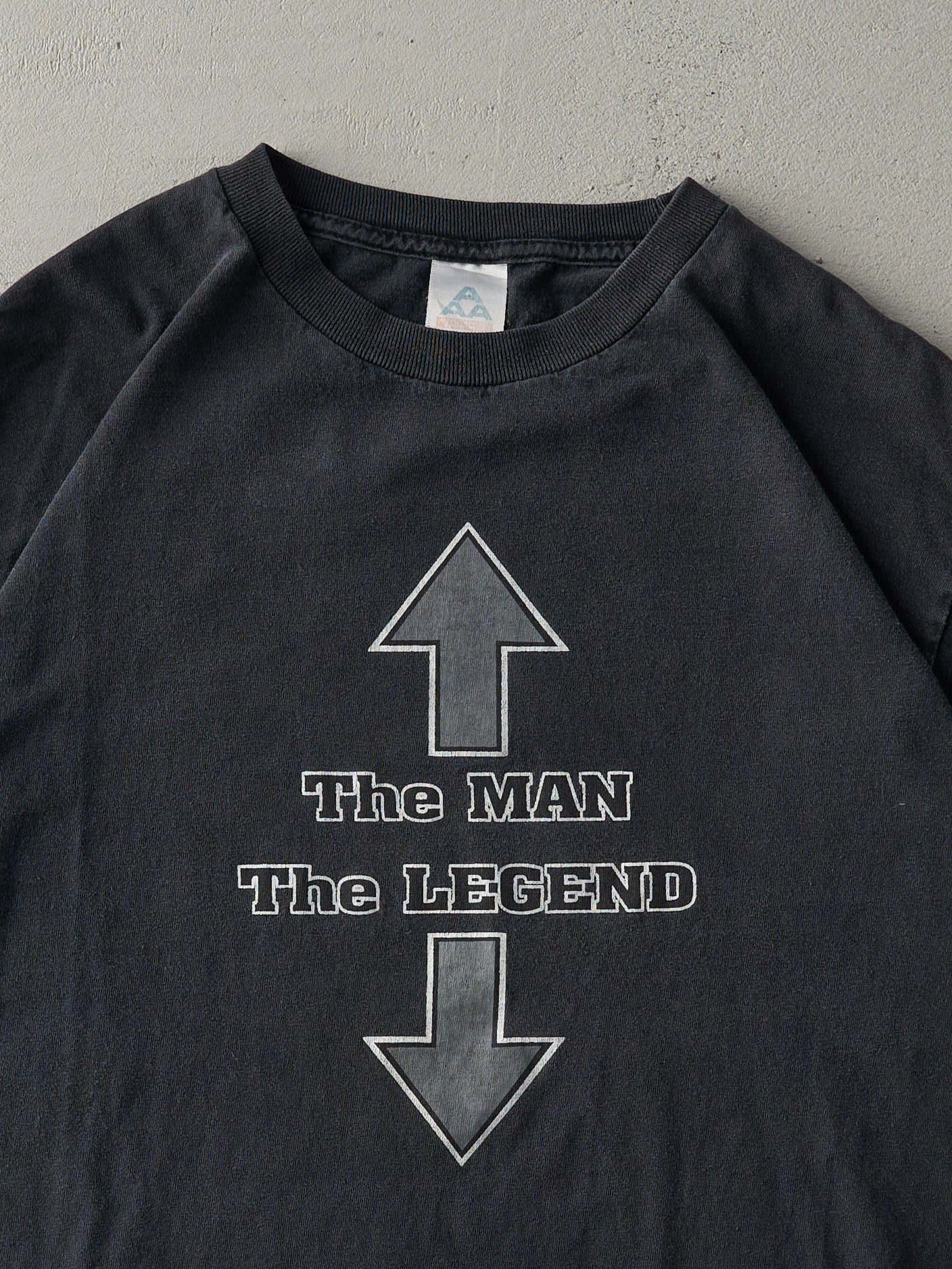 Vintage Y2K Faded Black "The Man, The Legend" Tee (M)