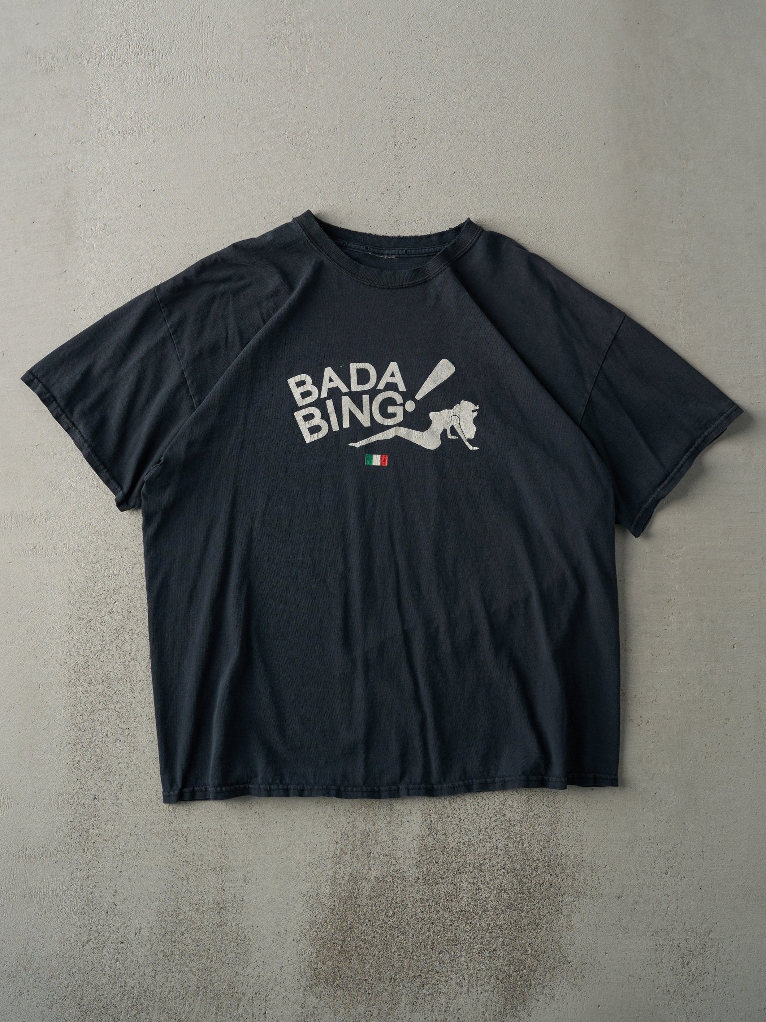 Vintage Y2K Black "Bada Bing!" Sopranos Knock Off Tee (M/L)