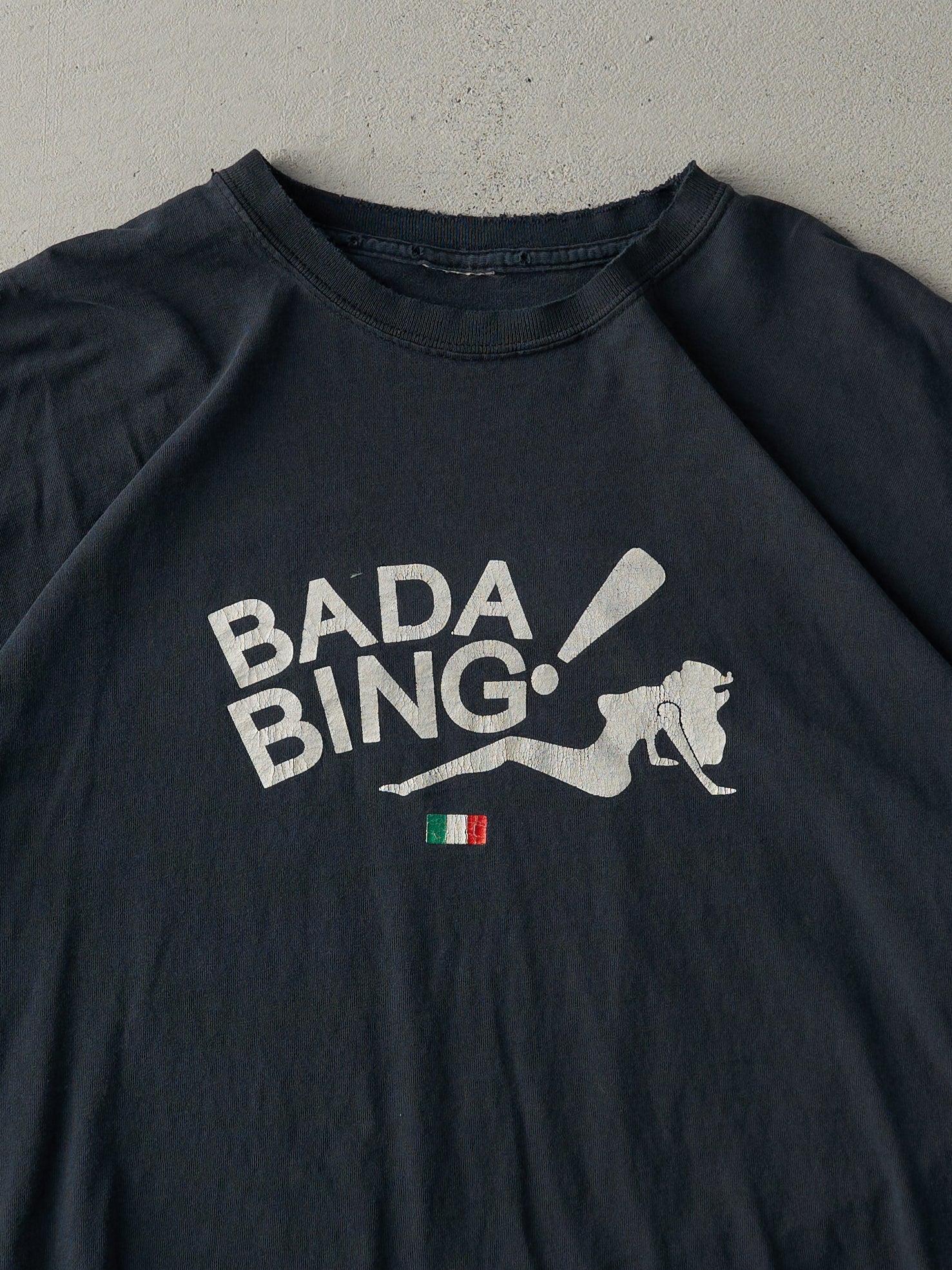 Vintage Y2K Black "Bada Bing!" Sopranos Knock Off Tee (M/L)