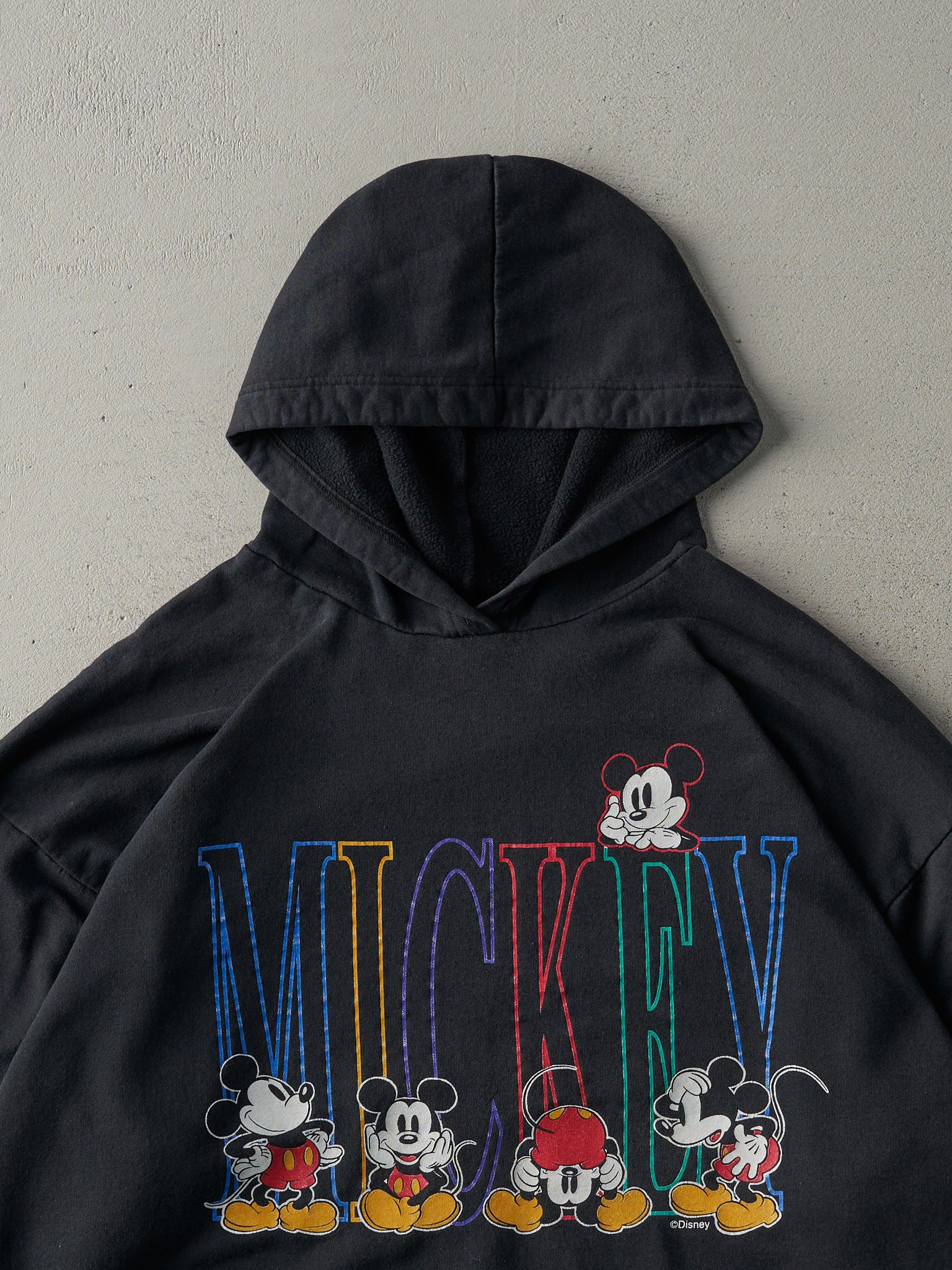 Vintage 90s Black Mickey Mouse Cropped Hoodie (L)