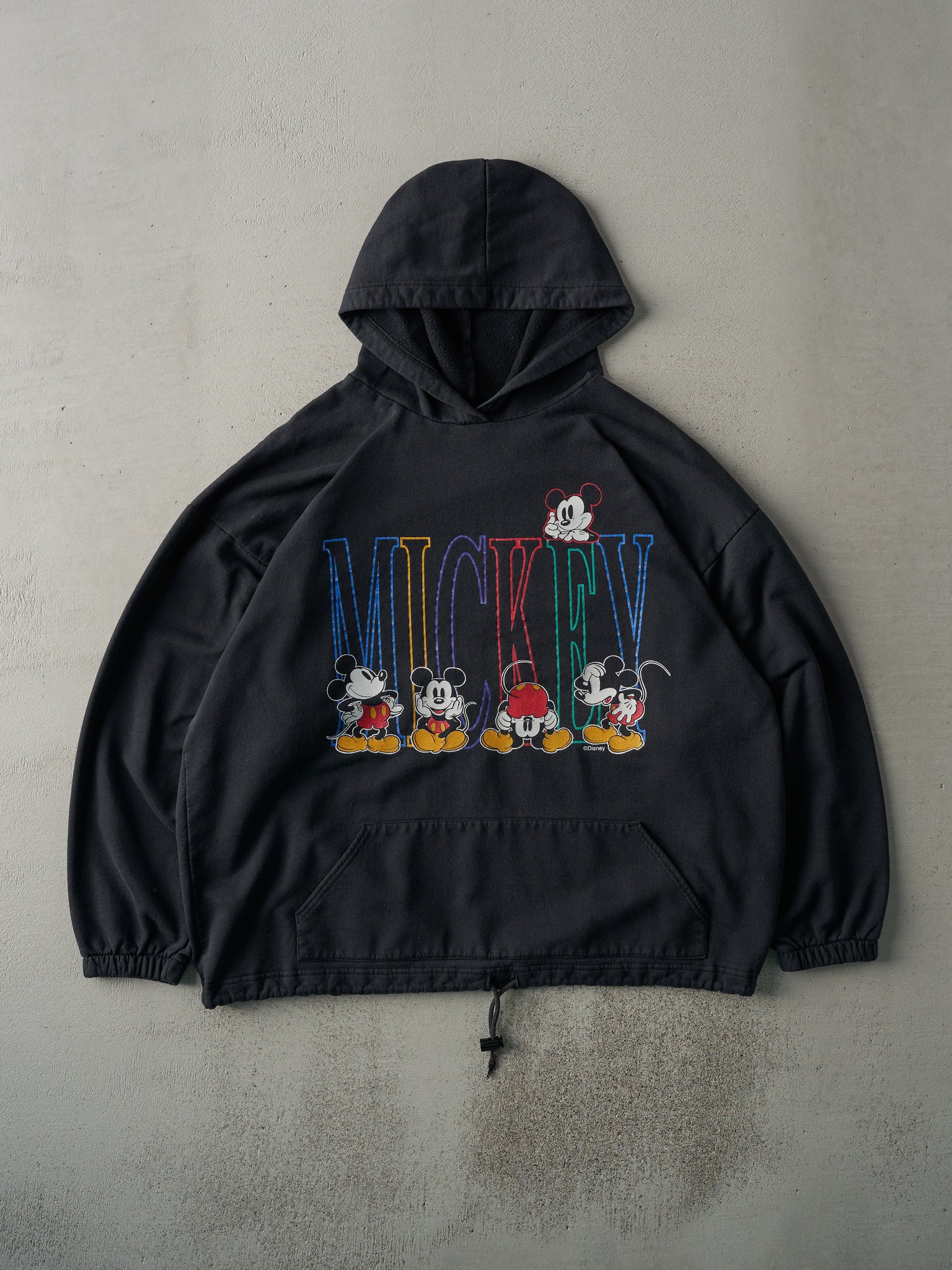 Vintage 90s Black Mickey Mouse Cropped Hoodie (L)