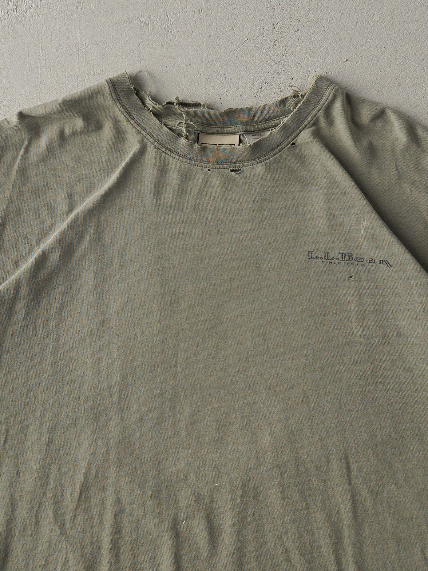 Vintage 90s Washed Green LL Bean Logo Tee (XL)