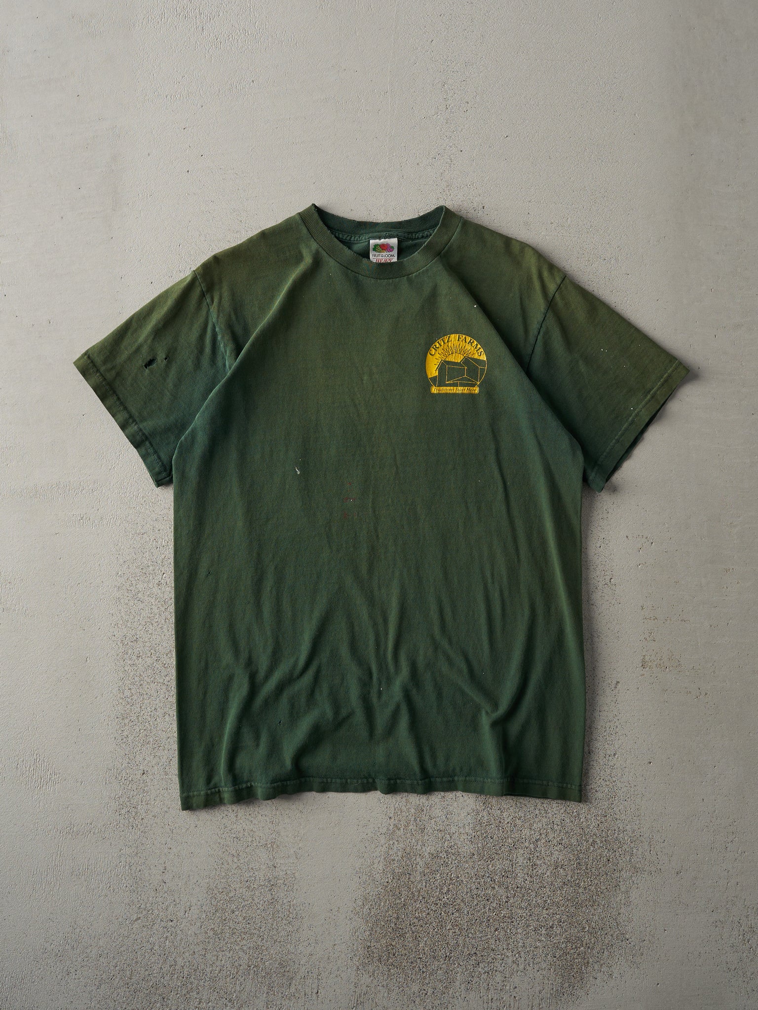 Vintage Y2K Forest Green Sun Faded Critz Farms Tee (S)