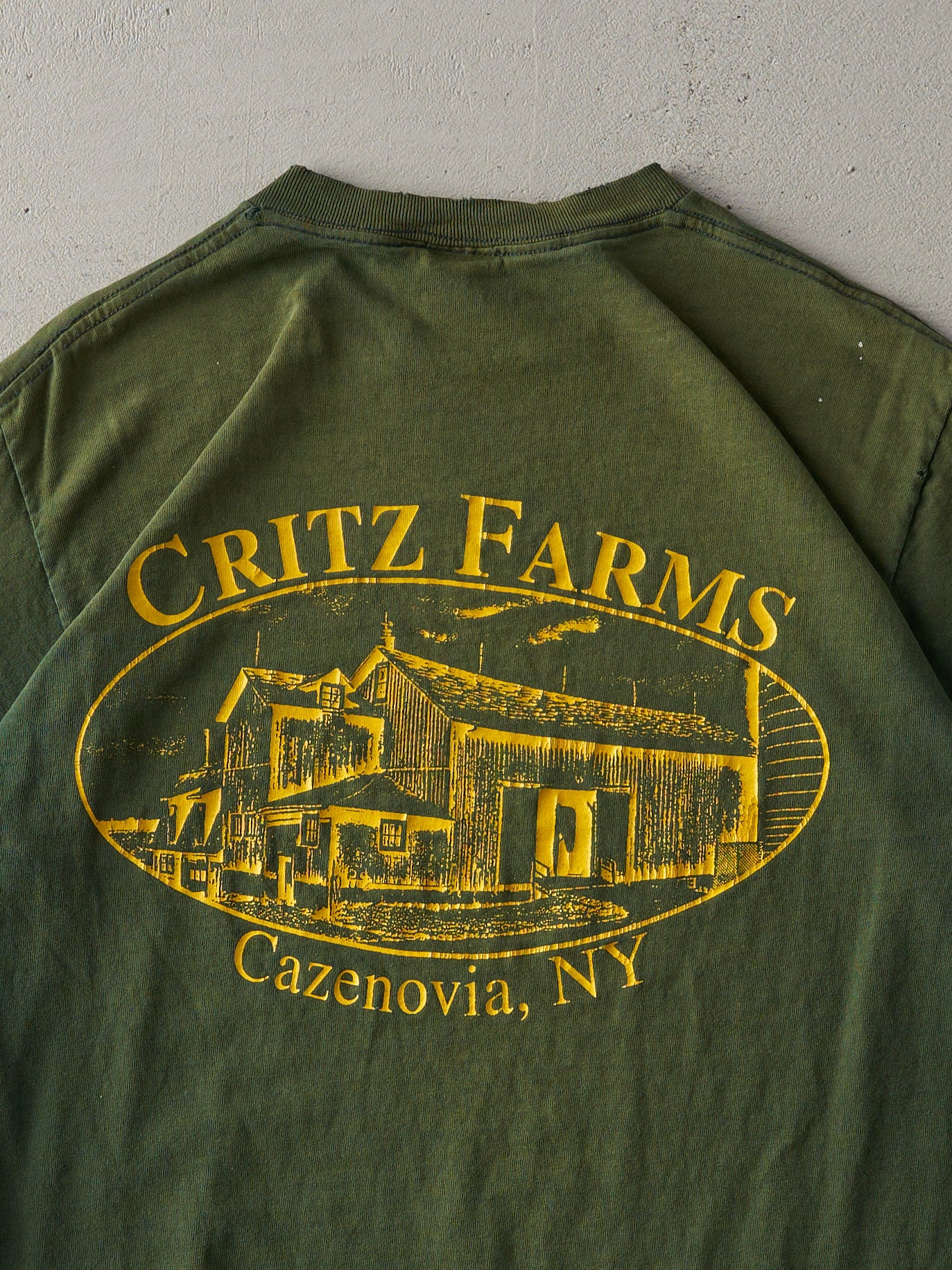 Vintage Y2K Forest Green Sun Faded Critz Farms Tee (S)