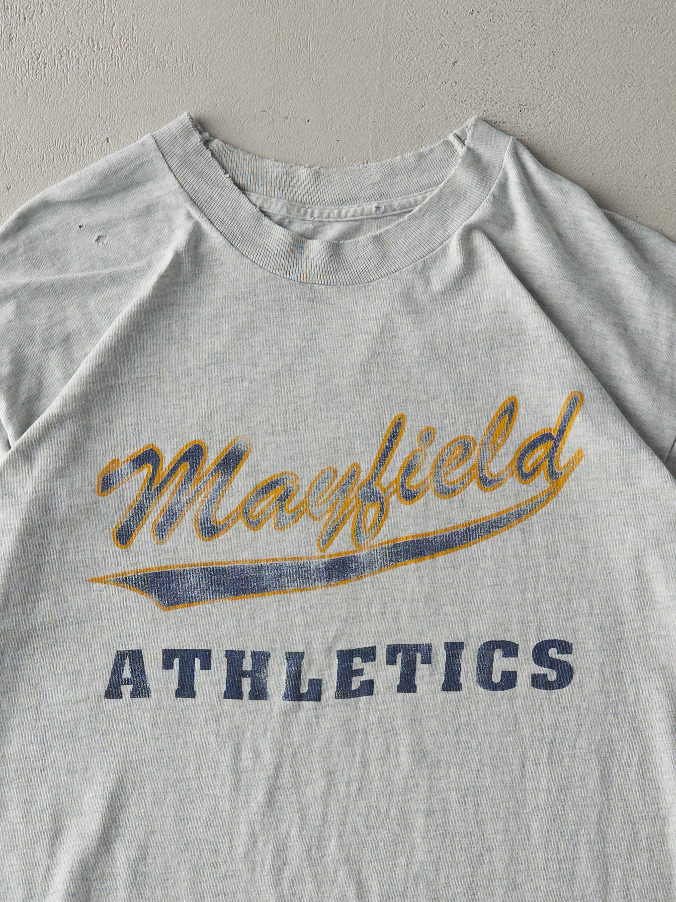 Vintage 90s Heather Grey Mayfield Athletics Single Stitch Tee (L)