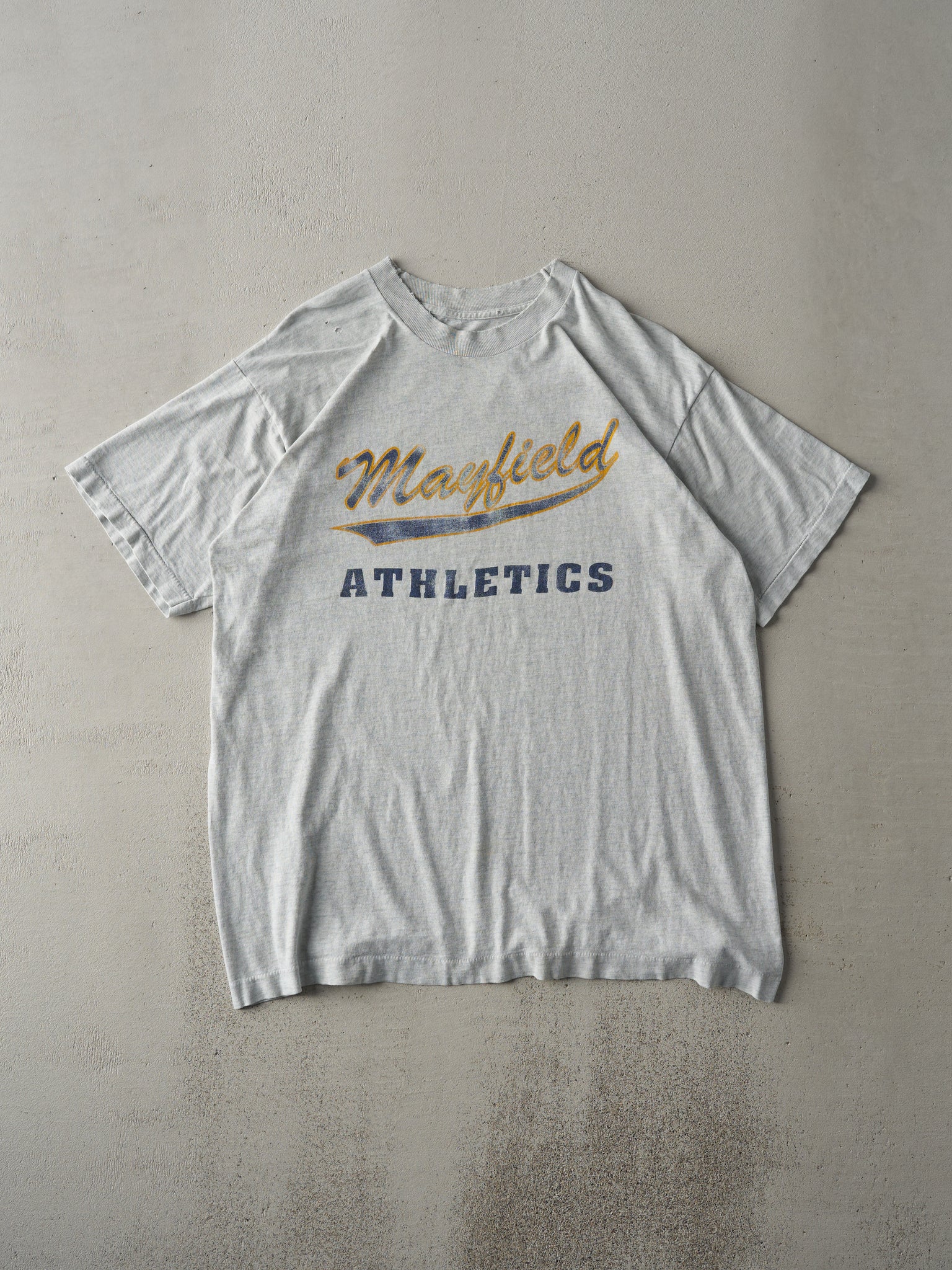 Vintage 90s Heather Grey Mayfield Athletics Single Stitch Tee (L)