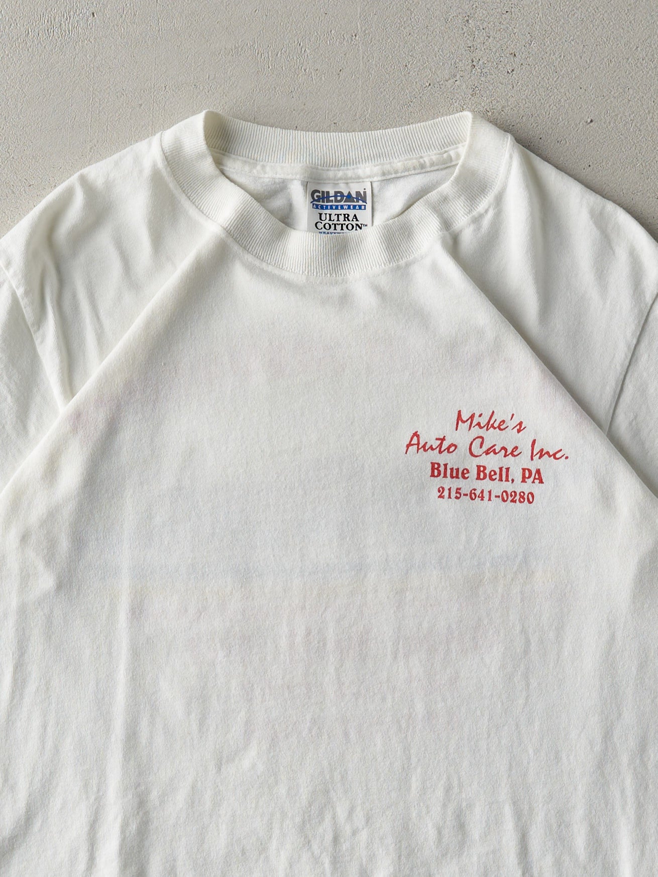 Vintage Y2K White Mikes Auto Care Inc. Tee (S)