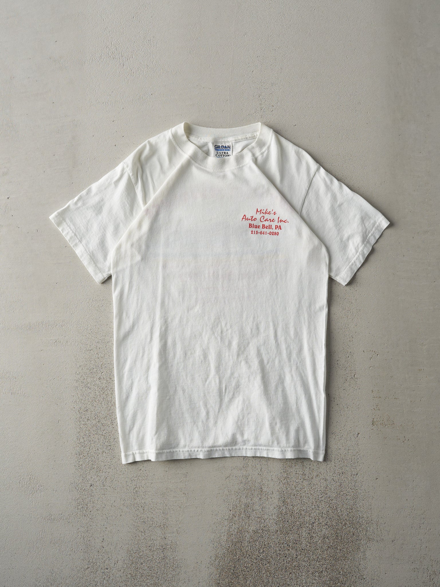 Vintage Y2K White Mikes Auto Care Inc. Tee (S)