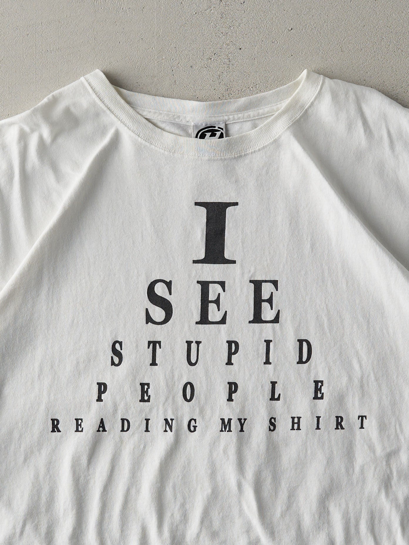 Vintage Y2K White "I See Stupid People" Tee (L)