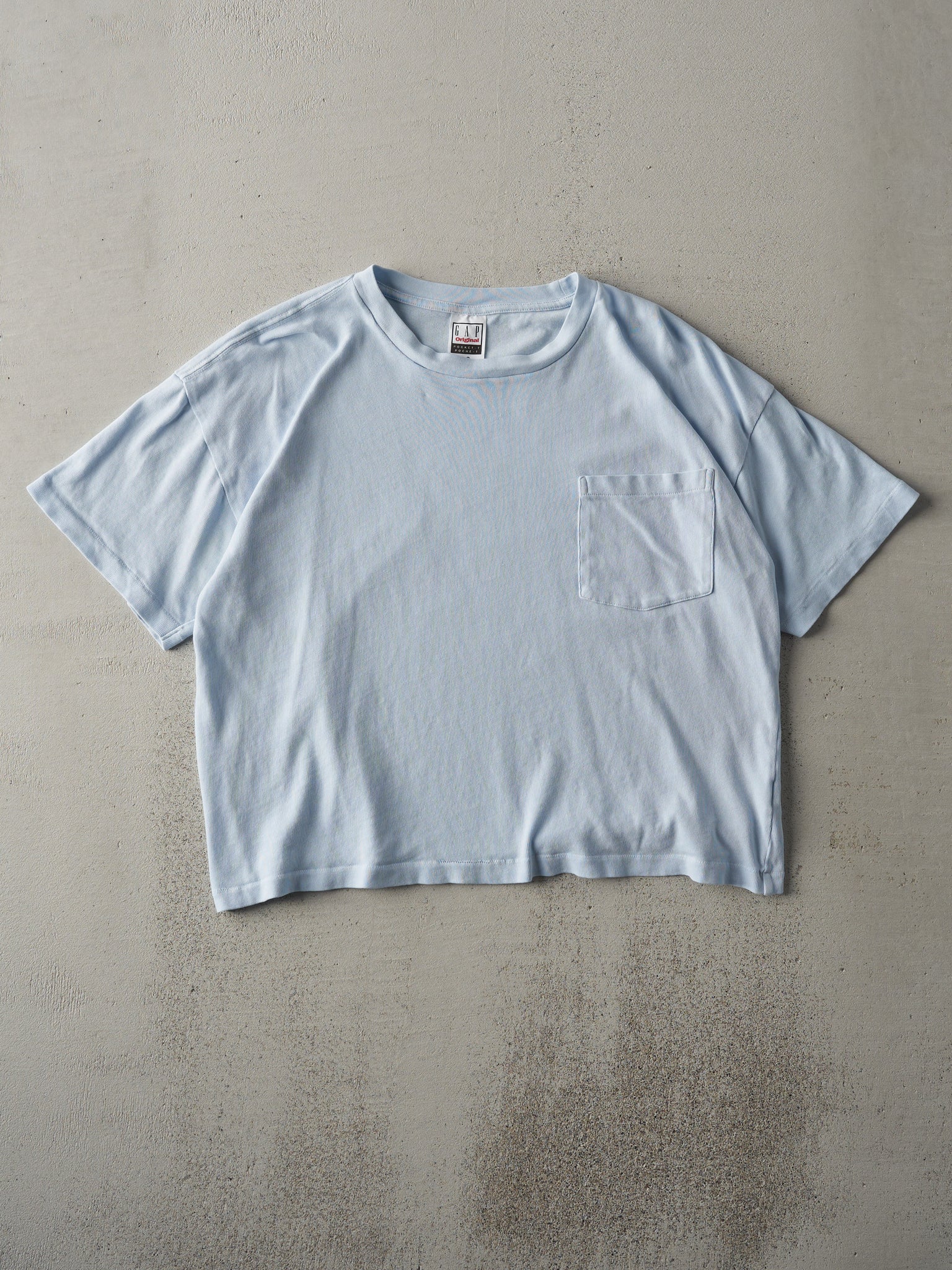 Vintage 90s Baby Blue Cropped Gap Pocket Tee (M)