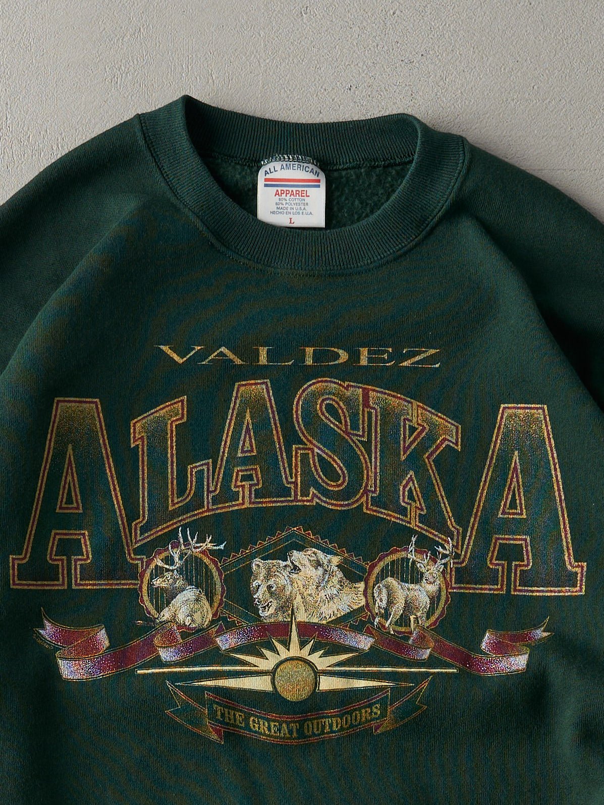 Vintage 90s Forest Green Alaska Crewneck (M)