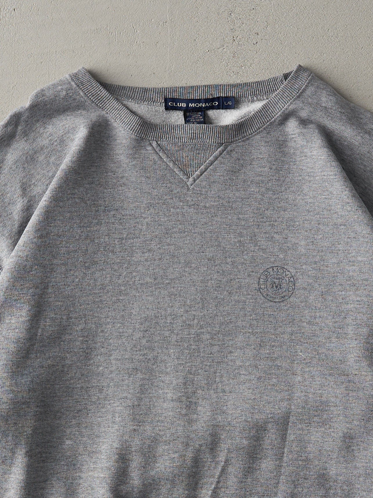 Vintage 90s Grey Club Monaco Logo Boxy Crewneck (L)