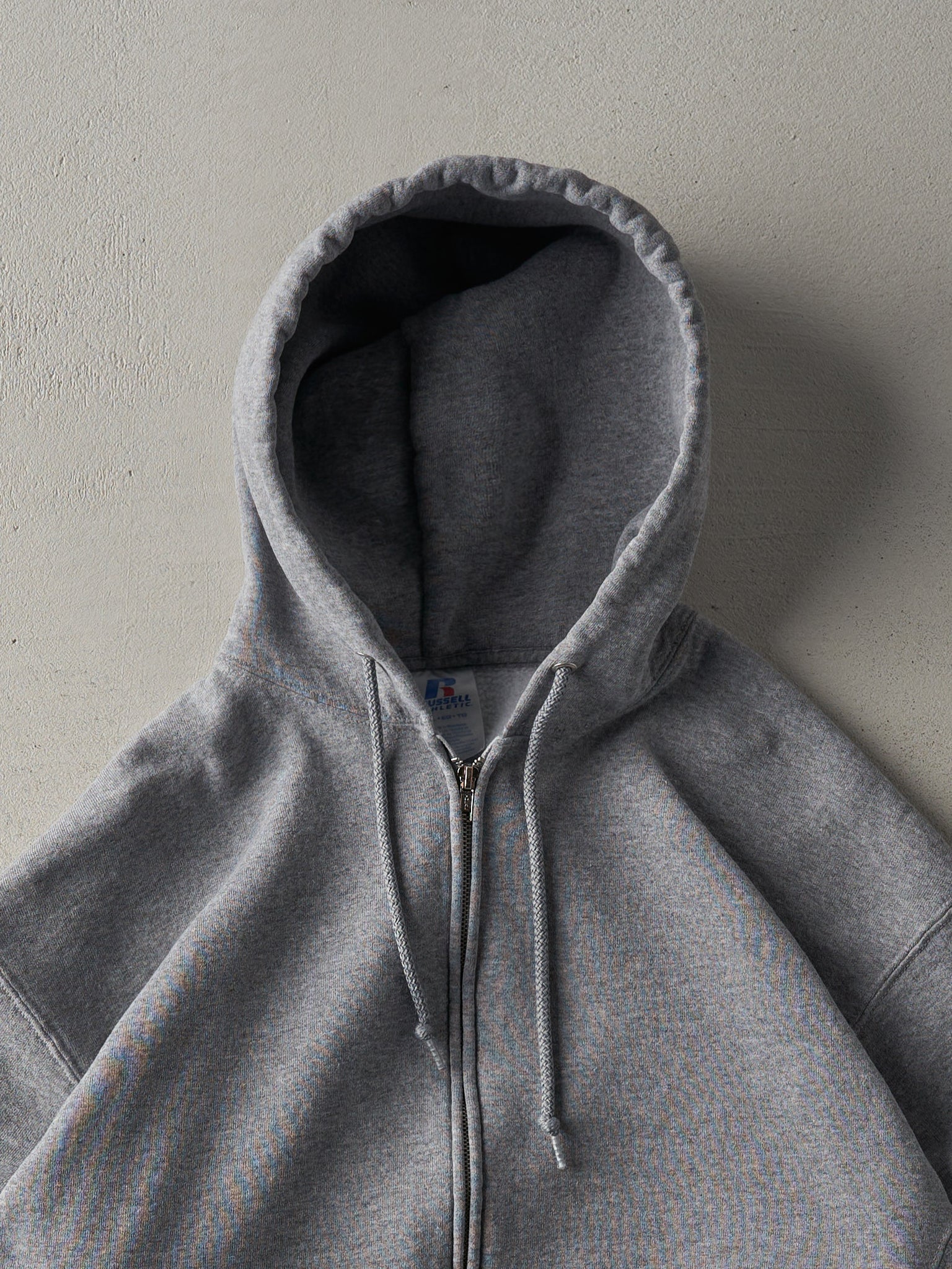 Vintage Y2K Grey Russell Athletics Zip Up Hoodie (M/L)