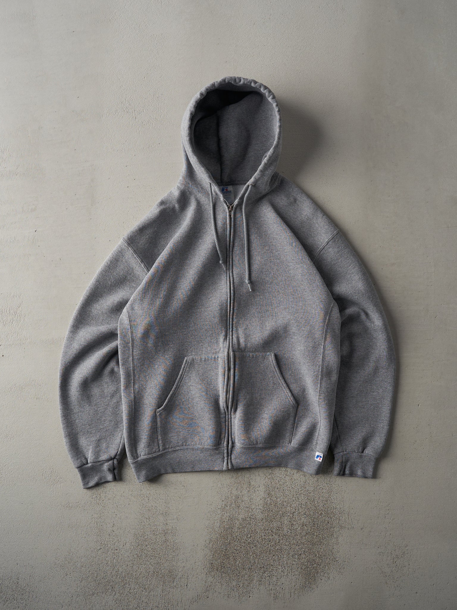 Vintage Y2K Grey Russell Athletics Zip Up Hoodie (M/L)