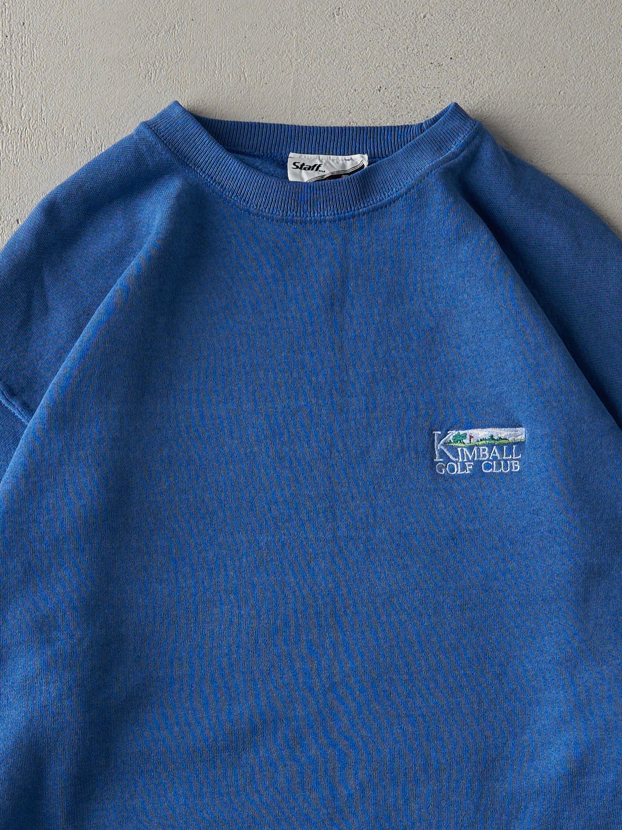 Vintage 90s Blue Embroidered Kimball Golf Logo Crewneck (M)