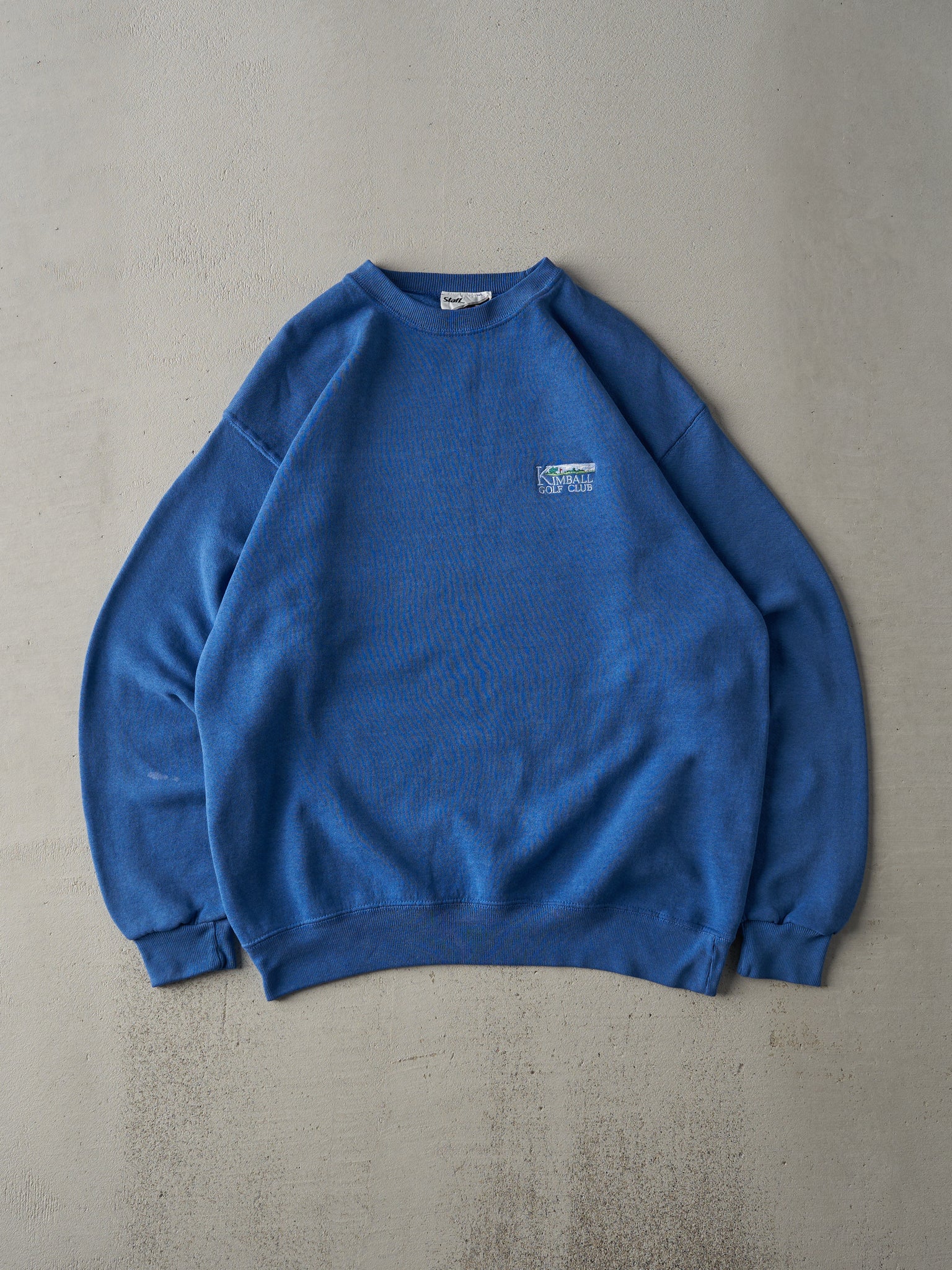 Vintage 90s Blue Embroidered Kimball Golf Logo Crewneck (M)