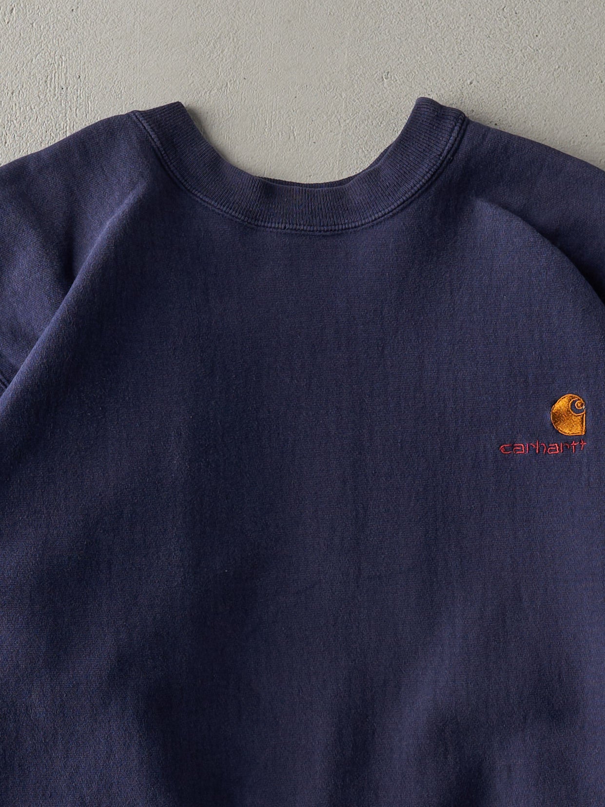 Vintage 90s Navy Carhartt Embroidered Logo Crewneck (L)