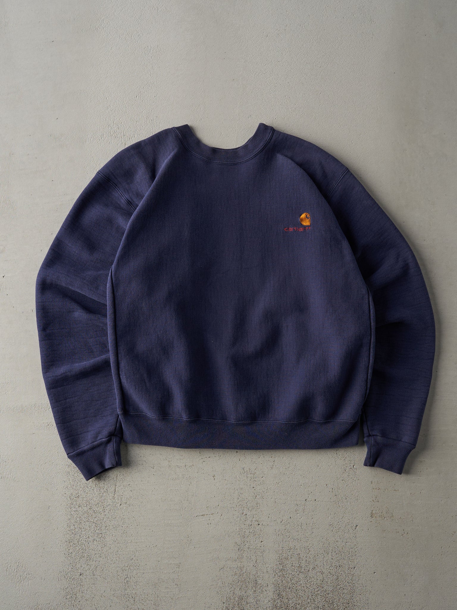 Vintage 90s Navy Carhartt Embroidered Logo Crewneck (L)