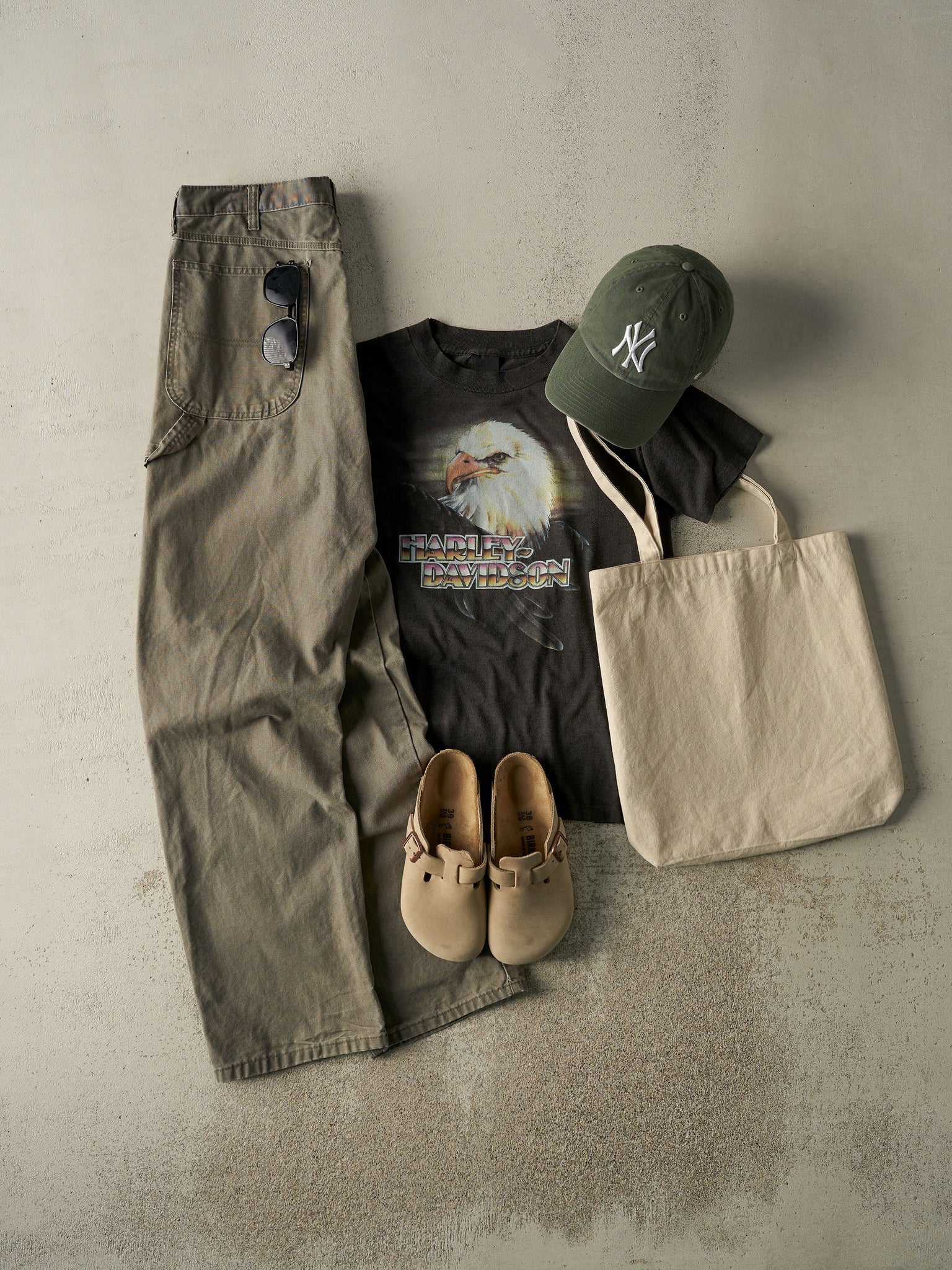 Vintage 80s Faded Black Rahway NJ Harley Davidson 3D Emblem Single Stitch Tee (S)