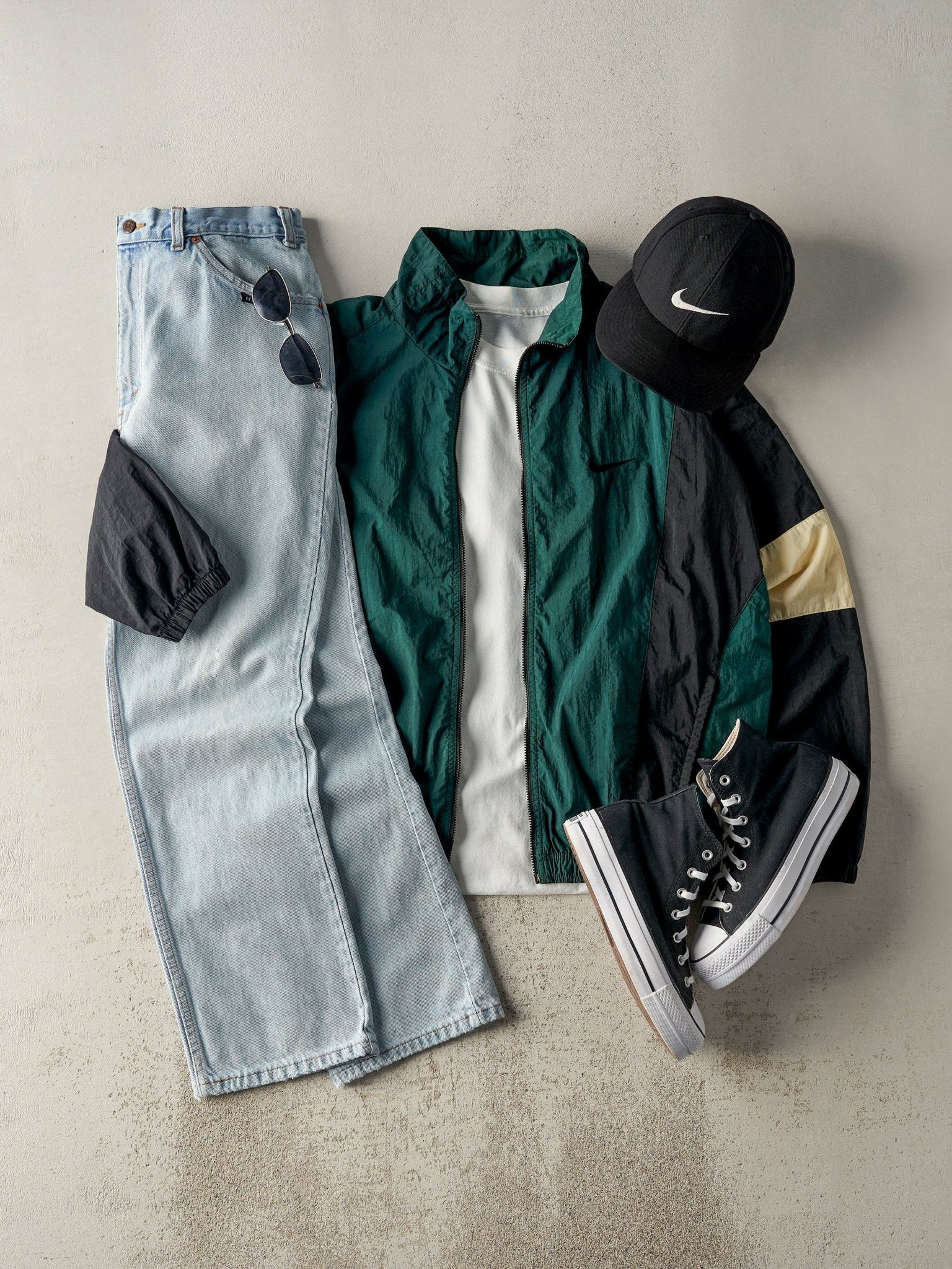Vintage 90s Green, Black & Beige Nike Embroidered Swoosh 