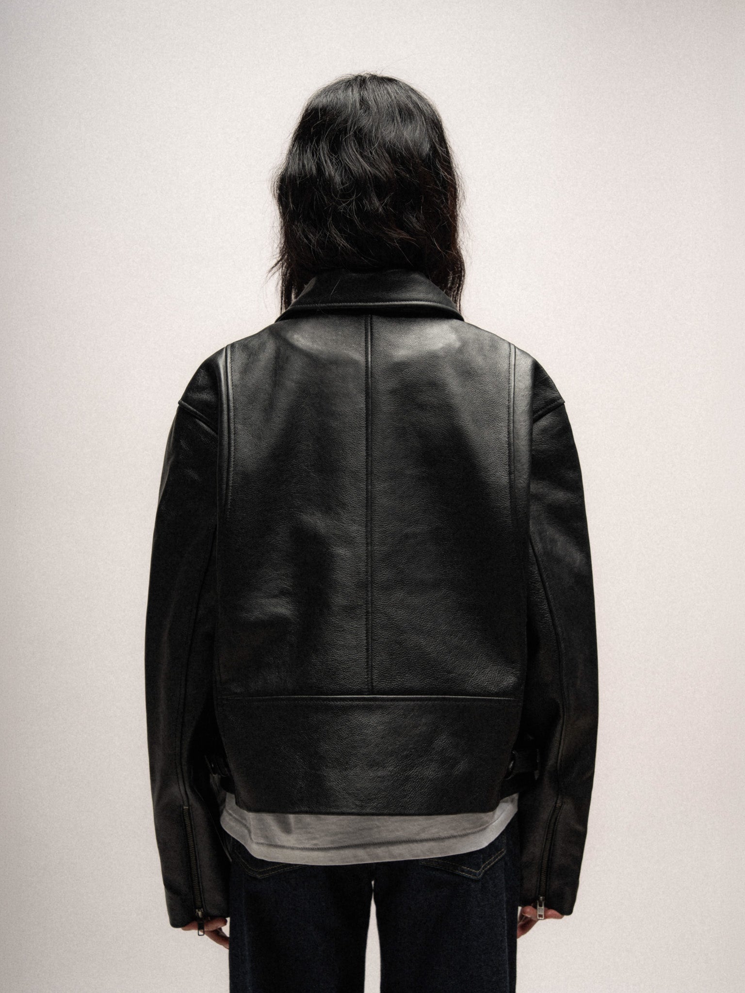 Everyday Boxy Leather Jacket - Solid Black