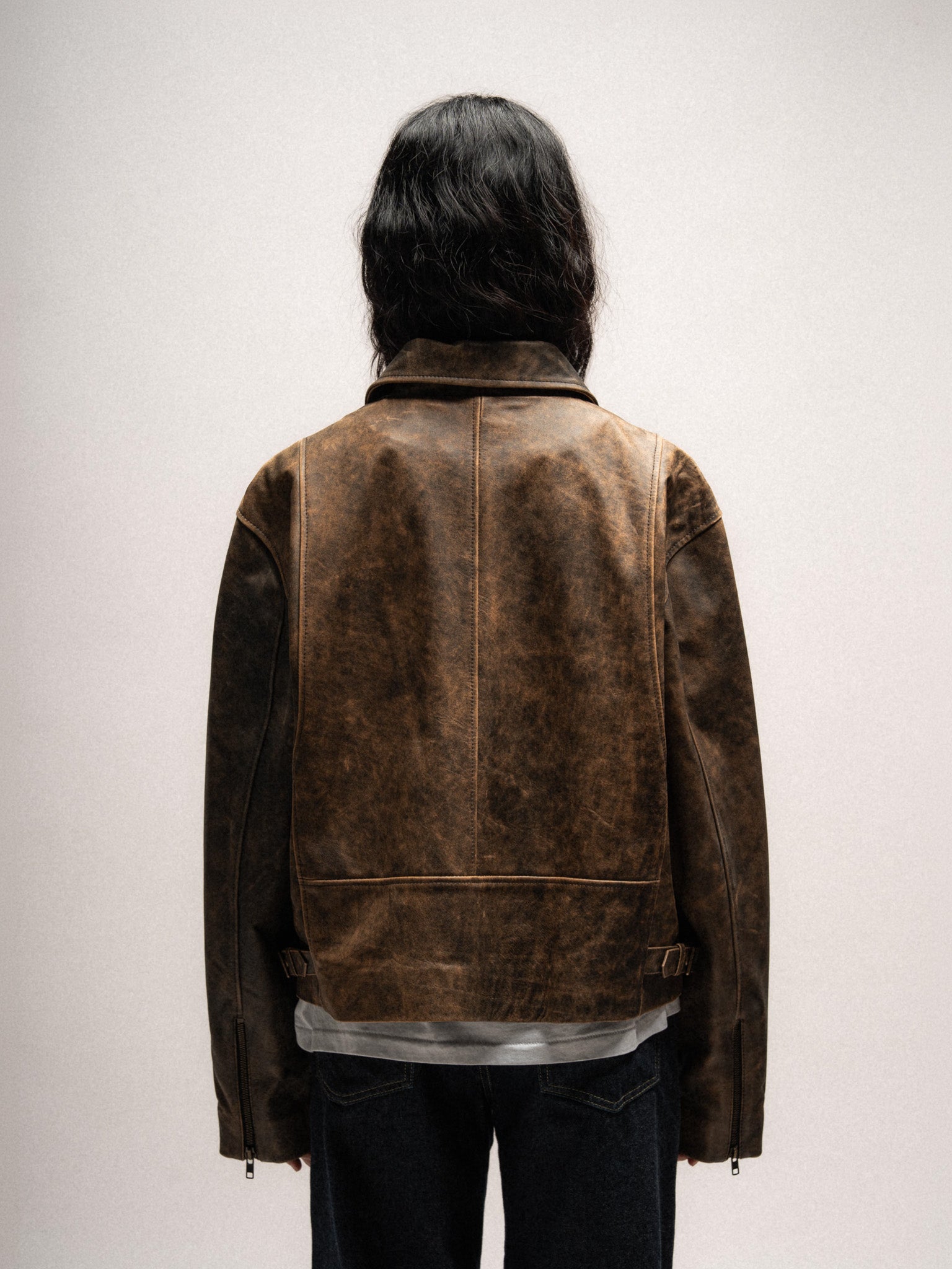 Everyday Boxy Leather Jacket - Brown